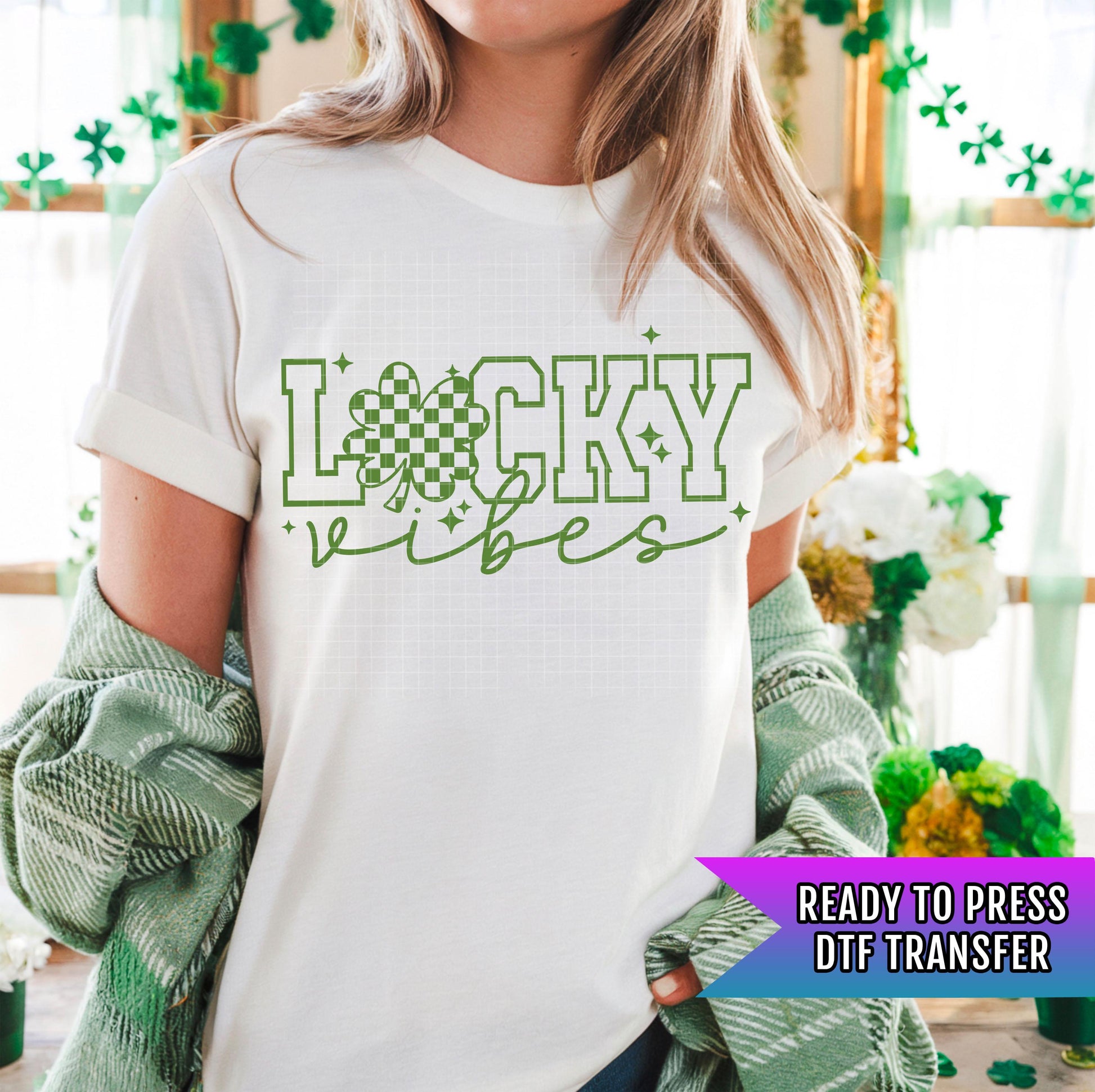 Lucky Vibes DTF Transfer, St Patrick's Day DTF Transfer Ready For Press, Lucky Dtf Print, Lucky Transfer, Heat Press Transfer,Direct To Film