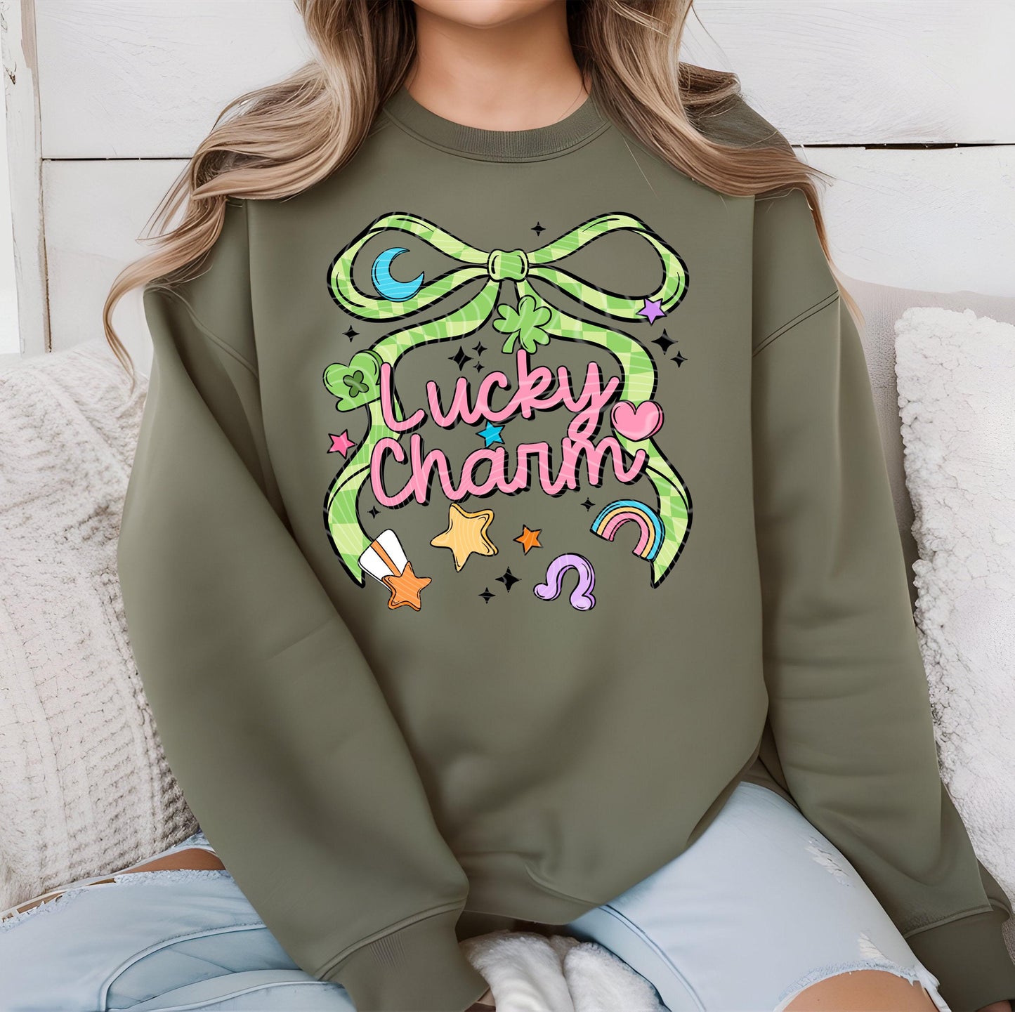 Lucky Charm Bow DTF Transfer, St Patrick's Day DTF Transfer Ready For Press, Lucky Dtf Print, Lucky Transfer, Shamrock Dtf, Direct To Film