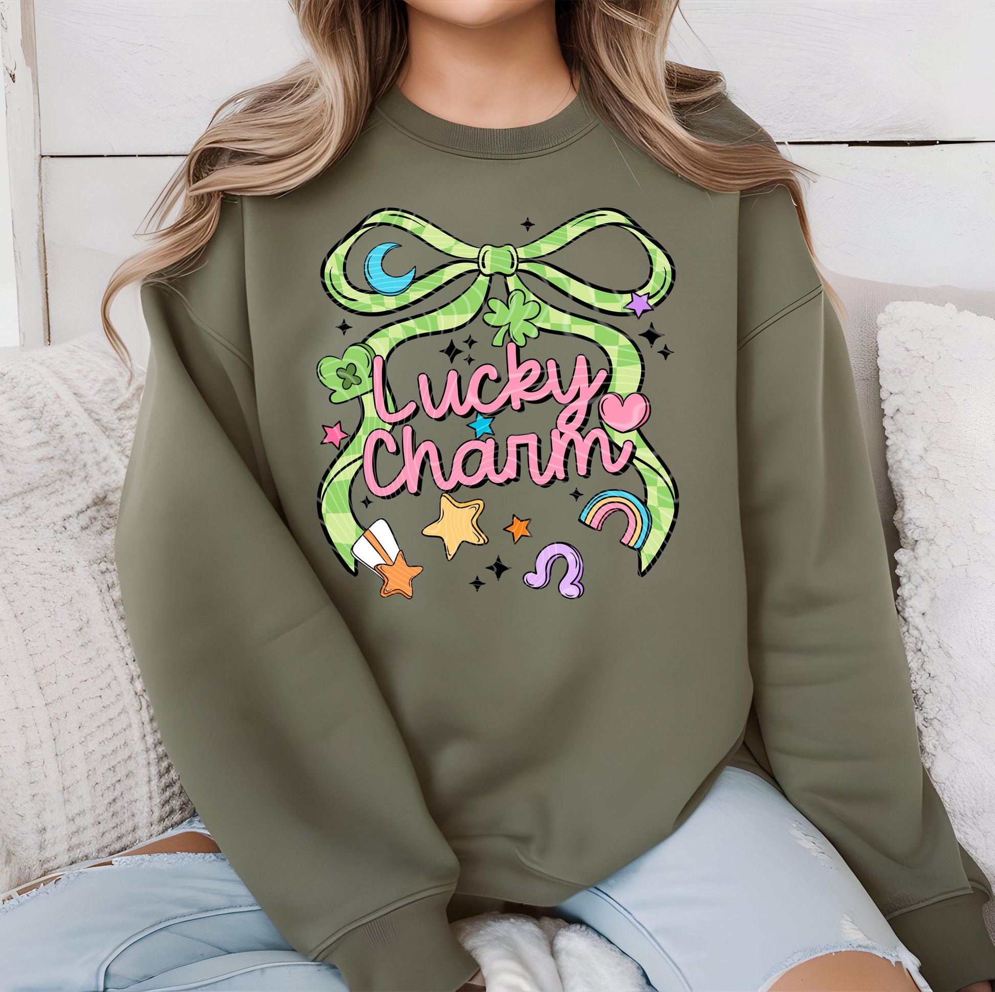 Lucky Charm Bow DTF Transfer, St Patrick's Day DTF Transfer Ready For Press, Lucky Dtf Print, Lucky Transfer, Shamrock Dtf, Direct To Film