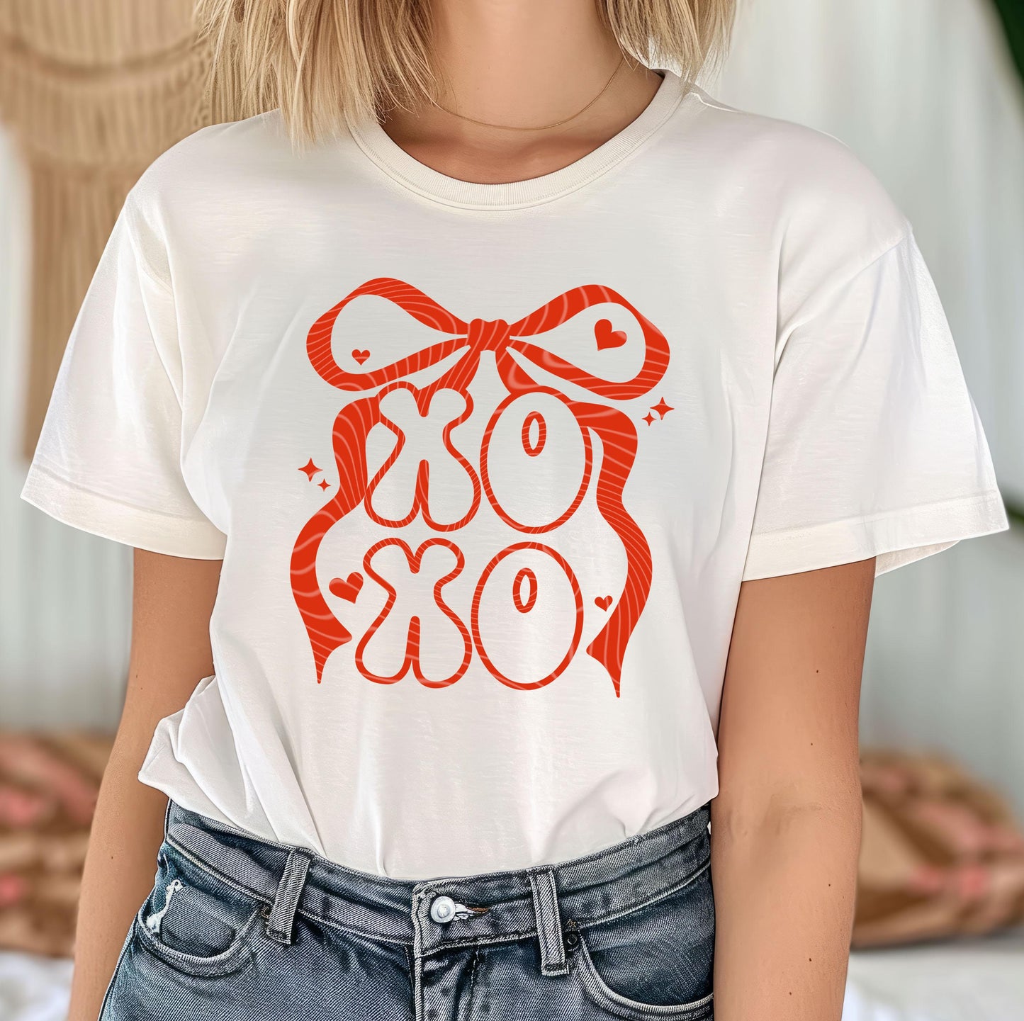 Xoxo Bow DTF Transfers Ready For Press, Valentines Day DTF Prints, Heat Press Transfers, Direct To Film, Valentines Day Transfer, Xoxo Print