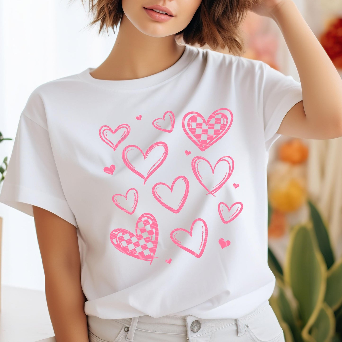 Hearts Pink DTF Transfers Ready For Press, Heart Dtf, Valentines Day DTF Print, Heat Press Transfer, Direct To Film, Valentines Day Transfer