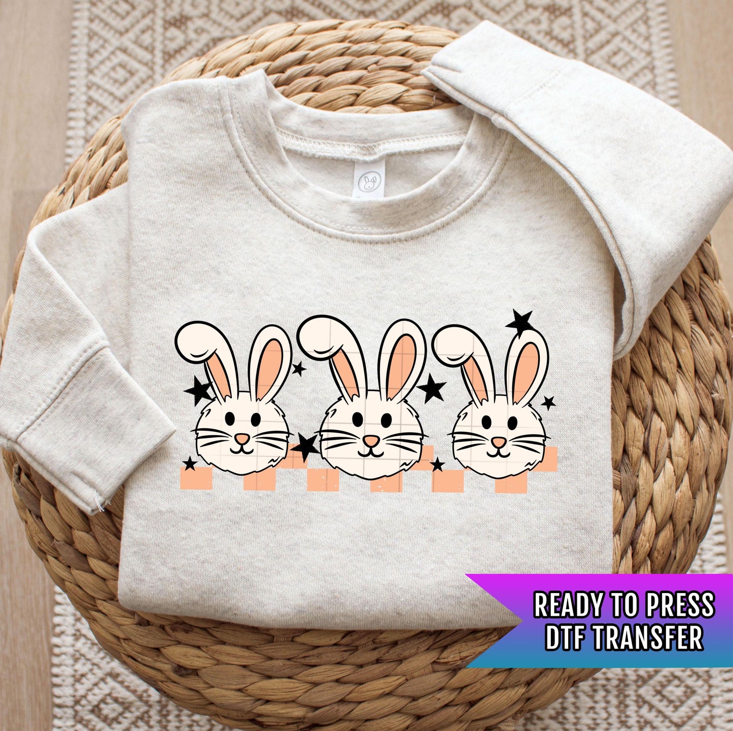 Bunny Strip DTF Transfer Ready For Press, Easter DTF Print, Easter Bunny Dtf Print, Direct To Film, Easter Transfers, Heat Press Dtf, Cute