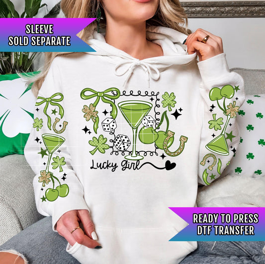 Lucky Girl Martini DTF Transfer, St Patrick's Day DTF Transfer Ready For Press, Lucky Dtf Print, Lucky Transfer, Heat Press Transfer, Lucky
