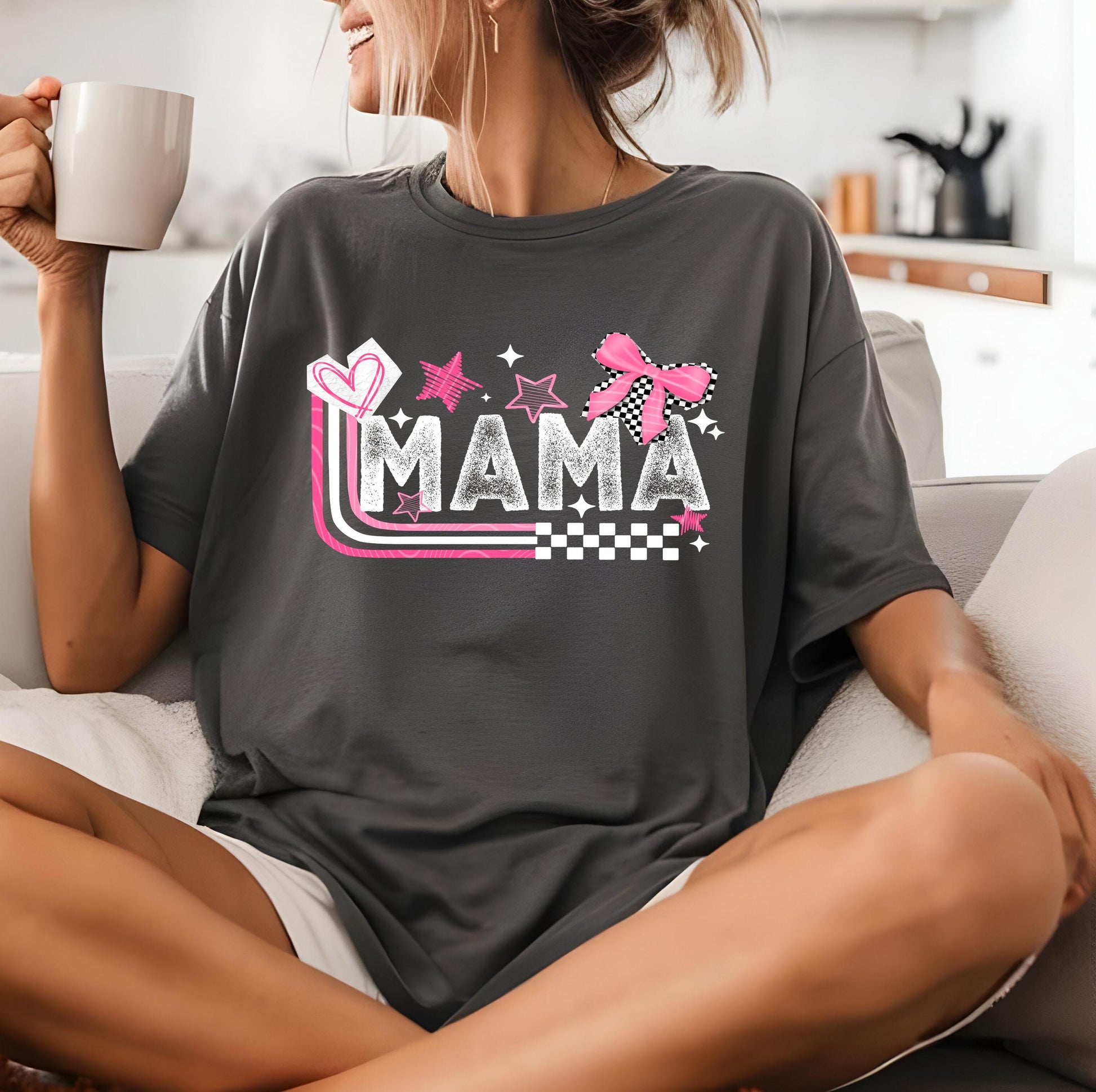 Mama DTF Transfer Ready For Press, Mama Girl Transfer, Checkered Mom DTF Print, Heat Press Transfer, Direct To Film Mommy Life Transfer