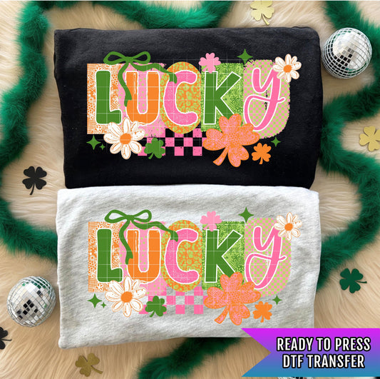 Lucky DTF Transfers, St Patrick's Day DTF Transfer Ready For Press, Lucky Dtf Print, Lucky Transfer, Shamrock Dtf, Direct To Film, Custom