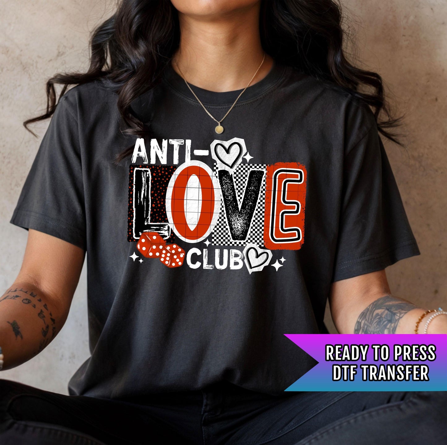 Anti Love Club DTF Transfer Ready For Press, Funny Anti Valentine Transfer, Happy Valentines DTF Print, Direct To Film, Heat Press Transfer