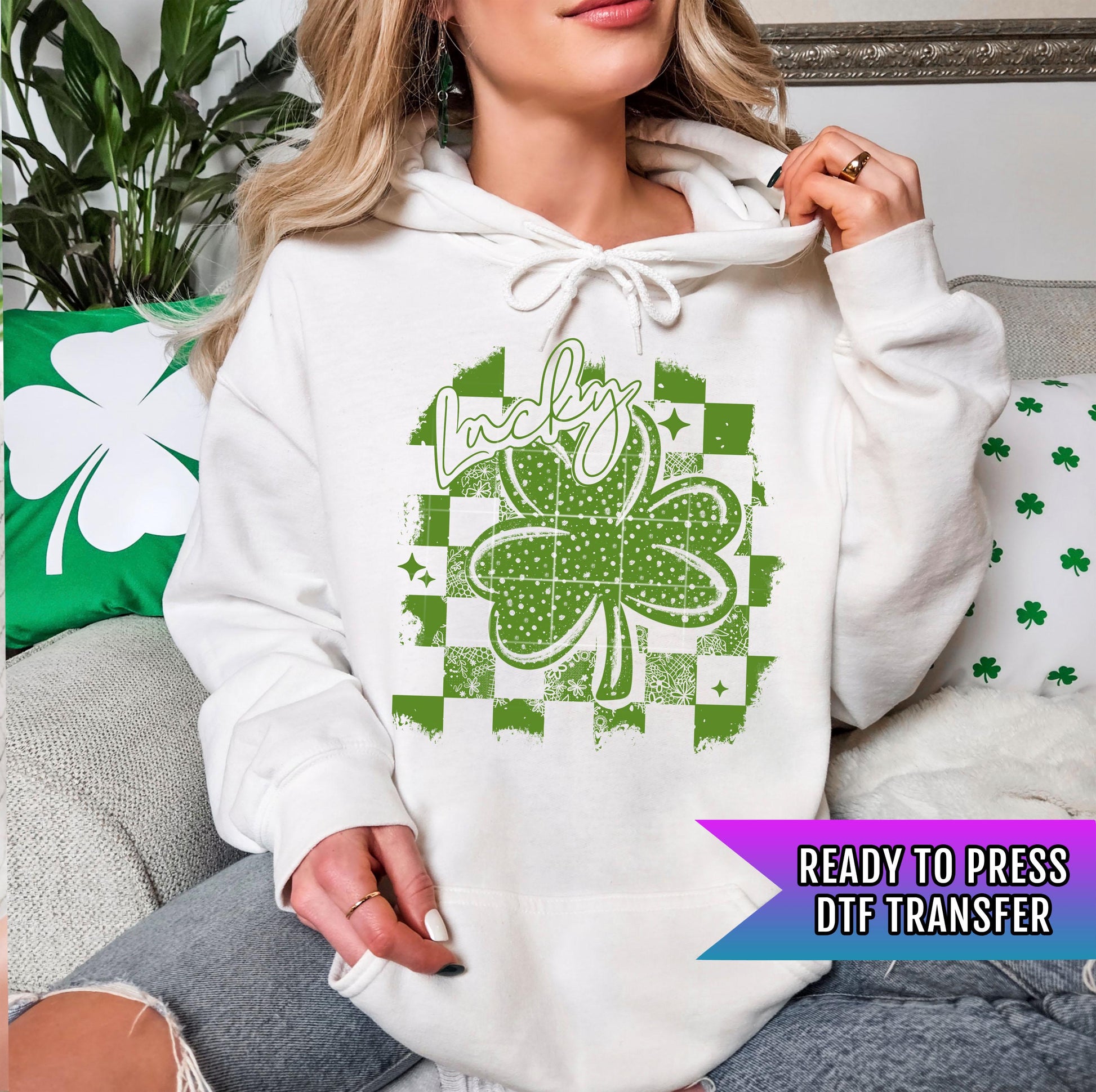 Lucky Distressed DTF Transfers, St Patrick's Day DTF Transfer Ready For Press, Lucky Dtf Print, Lucky Transfer, Shamrock Dtf,Direct To Film