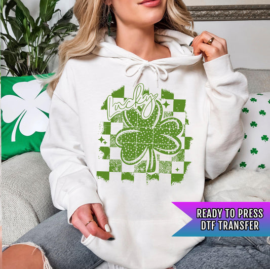 Lucky Distressed DTF Transfers, St Patrick's Day DTF Transfer Ready For Press, Lucky Dtf Print, Lucky Transfer, Shamrock Dtf,Direct To Film