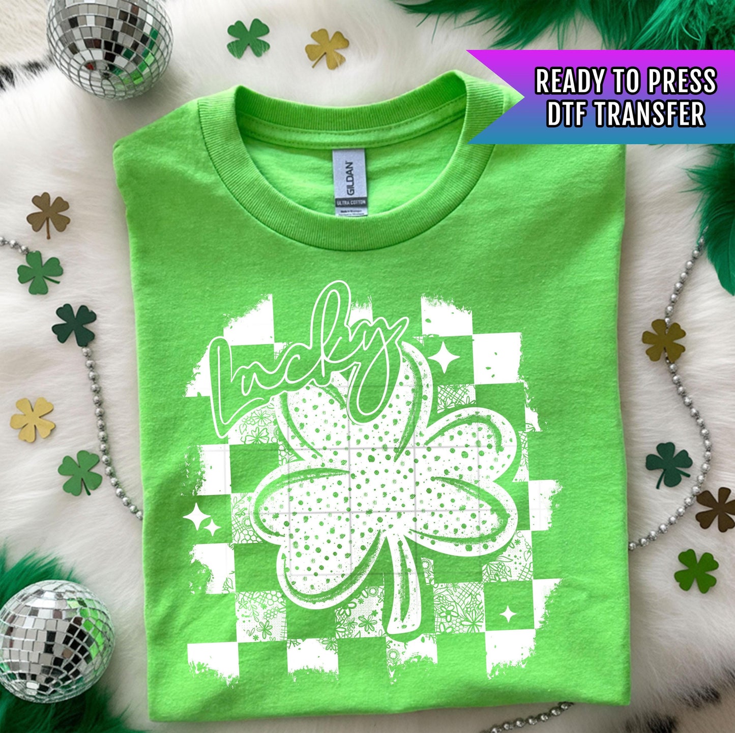 Lucky Distressed DTF Transfers, St Patrick's Day DTF Transfer Ready For Press, Lucky Dtf Print, Lucky Transfer, Shamrock Dtf, Direct To Film