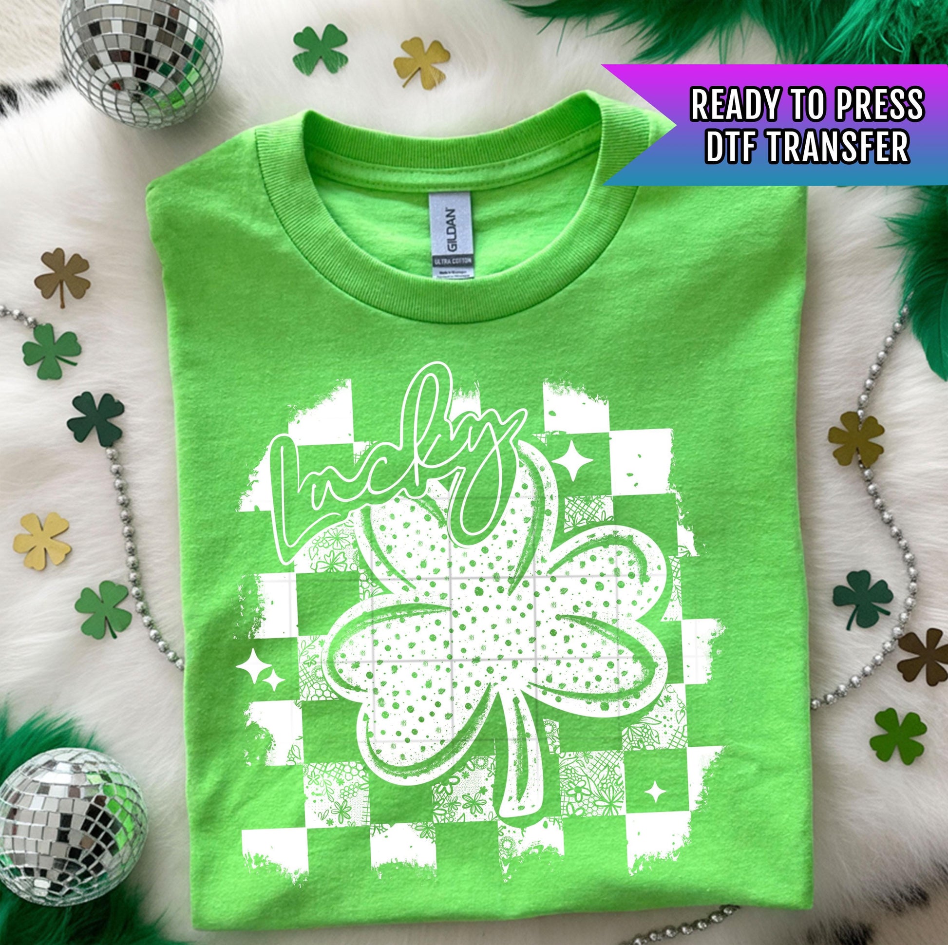 Lucky Distressed DTF Transfers, St Patrick's Day DTF Transfer Ready For Press, Lucky Dtf Print, Lucky Transfer, Shamrock Dtf, Direct To Film