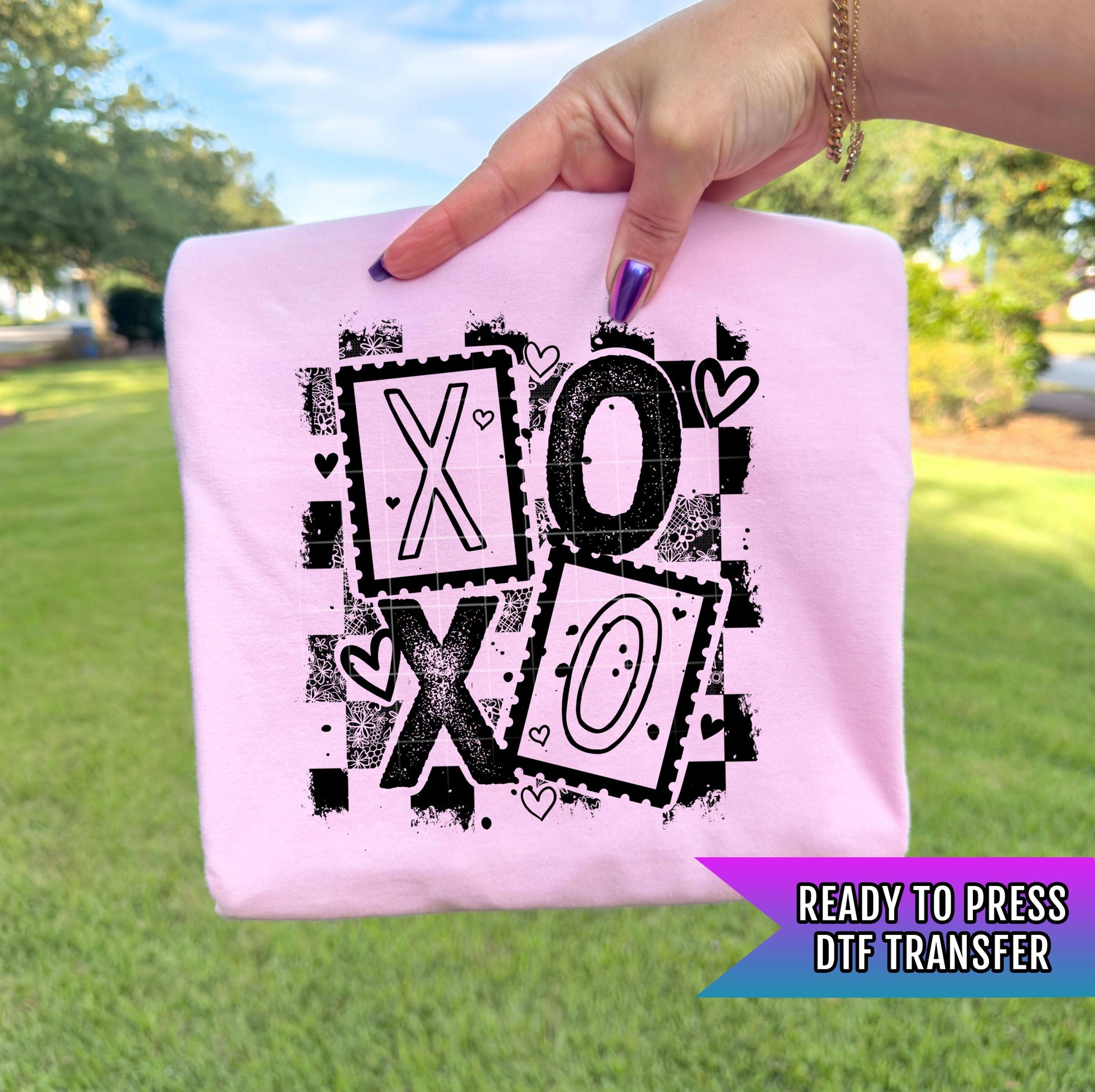 Xoxo Stamps Distressed DTF Transfers Ready For Press, Valentines Dtf Prints, Heat Press Transfer, Direct To Film, Valentine Dtf Transfer