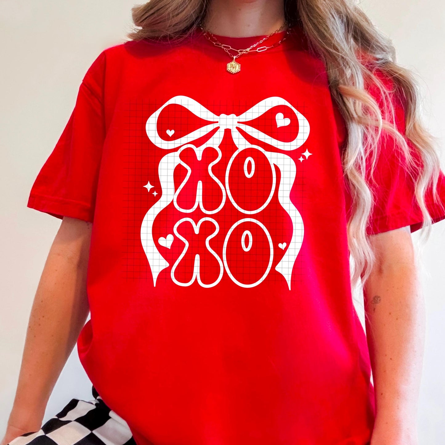 Xoxo White Bow DTF Transfers Ready For Press, Valentines Day DTF Prints, Heat Press Transfers, Direct To Film, Valentines Day Transfer, Xoxo