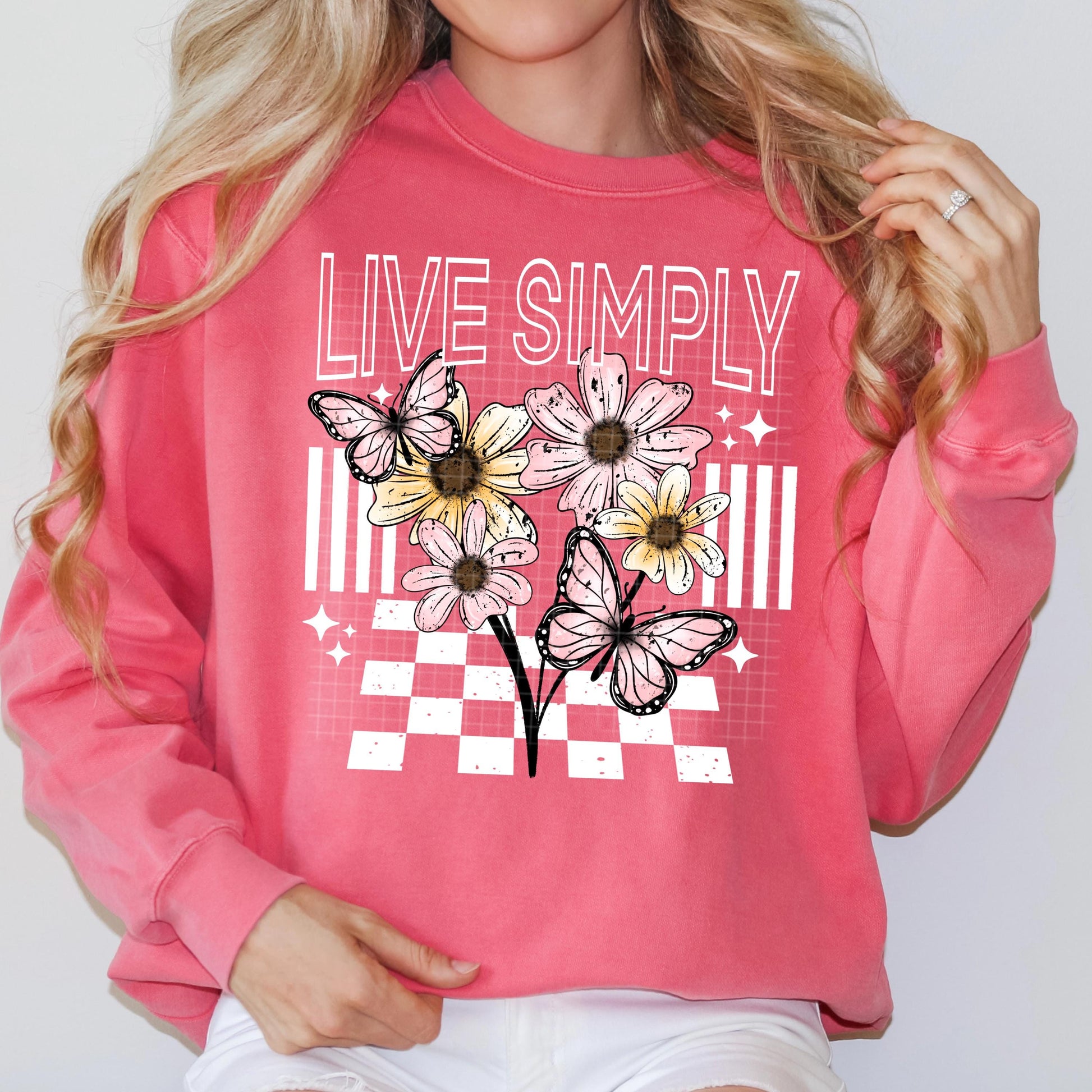 Live Simply Florals DTF Transfer Ready For Press, Spring Dtf Print, Floral DTF Transfer, Direct To Film, Heat Press Transfer, Tshirt Dtf