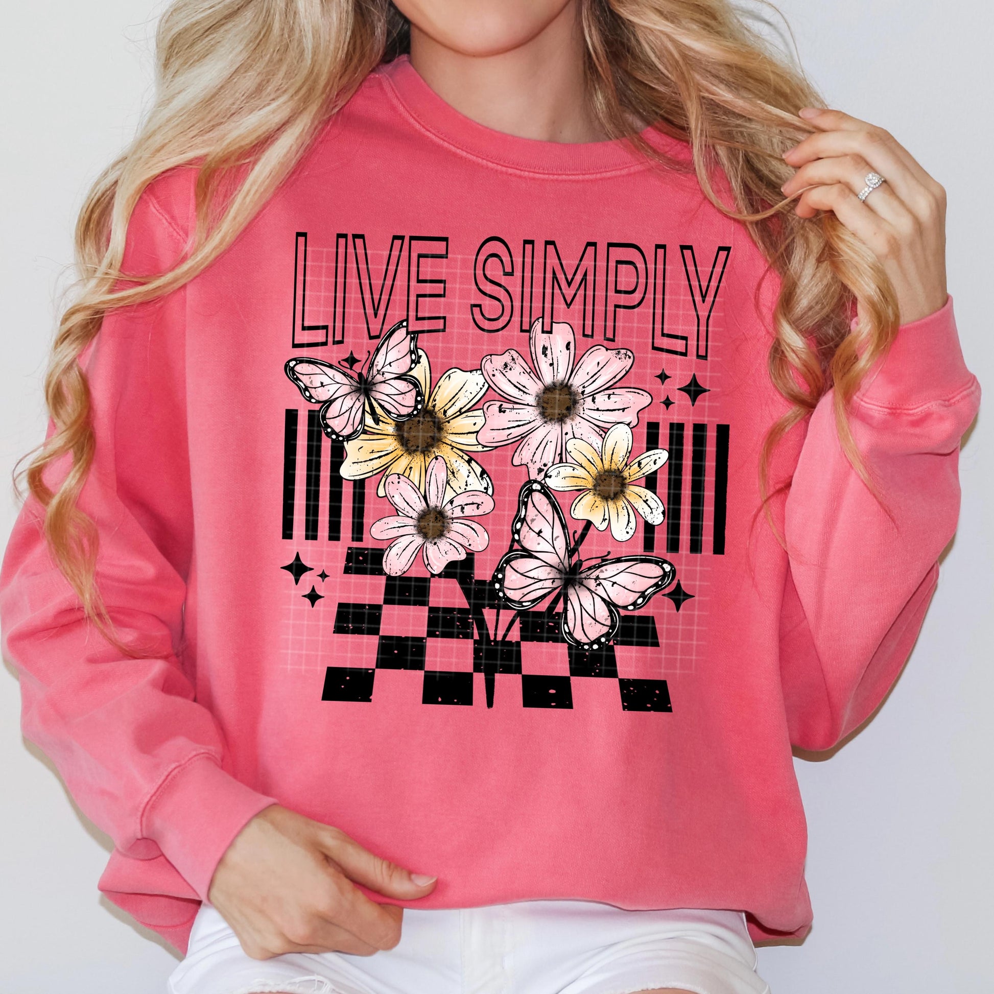 Live Simply Florals DTF Transfer Ready For Press, Spring Dtf Print, Floral DTF Transfer, Direct To Film, Tshirt Dtf, Heat Press Transfer