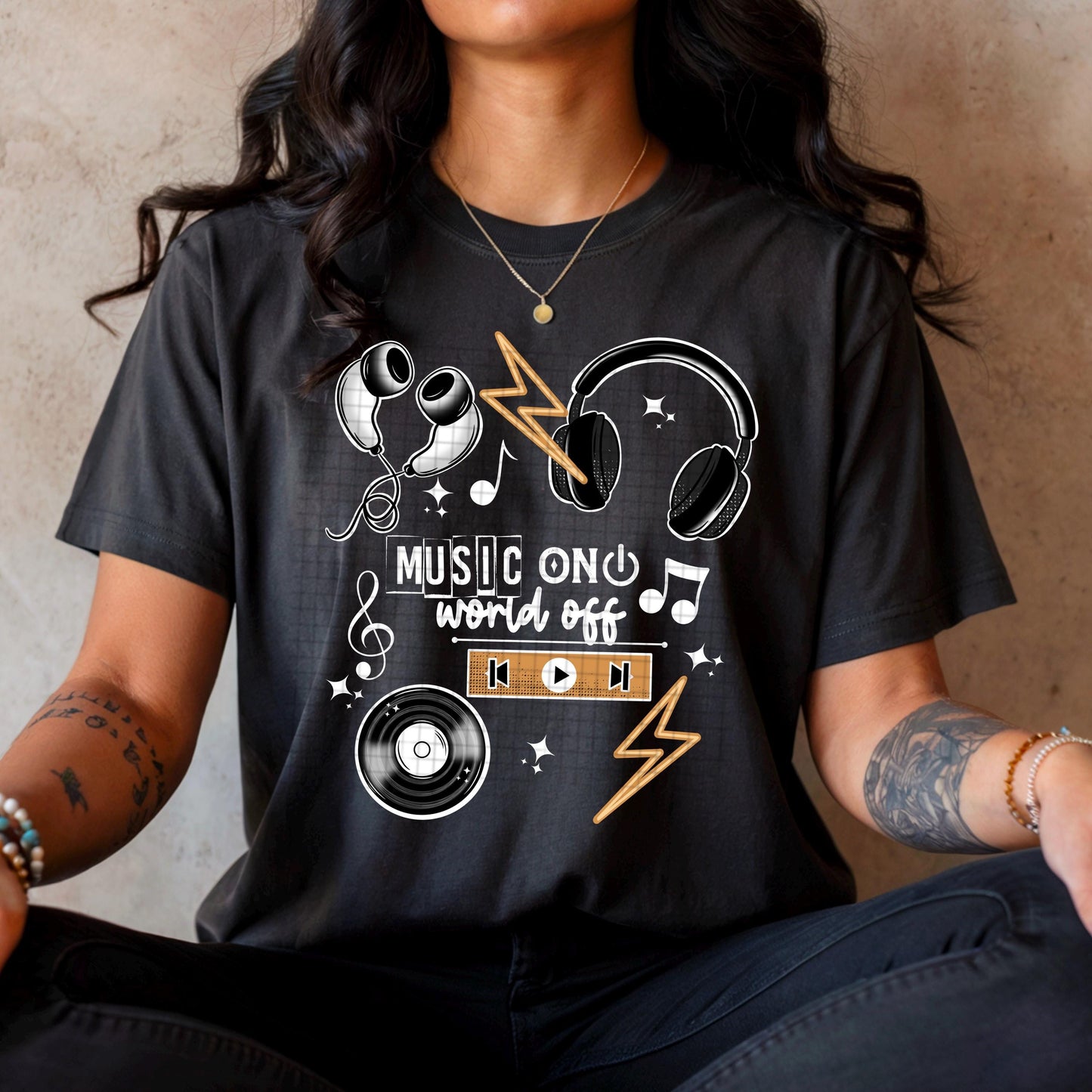 Music On World Off DTF Transfers Ready For Press, Direct To Film, Heat Press Transfers, Music Transfers, Custom Transfer, Music Dtf Transfer