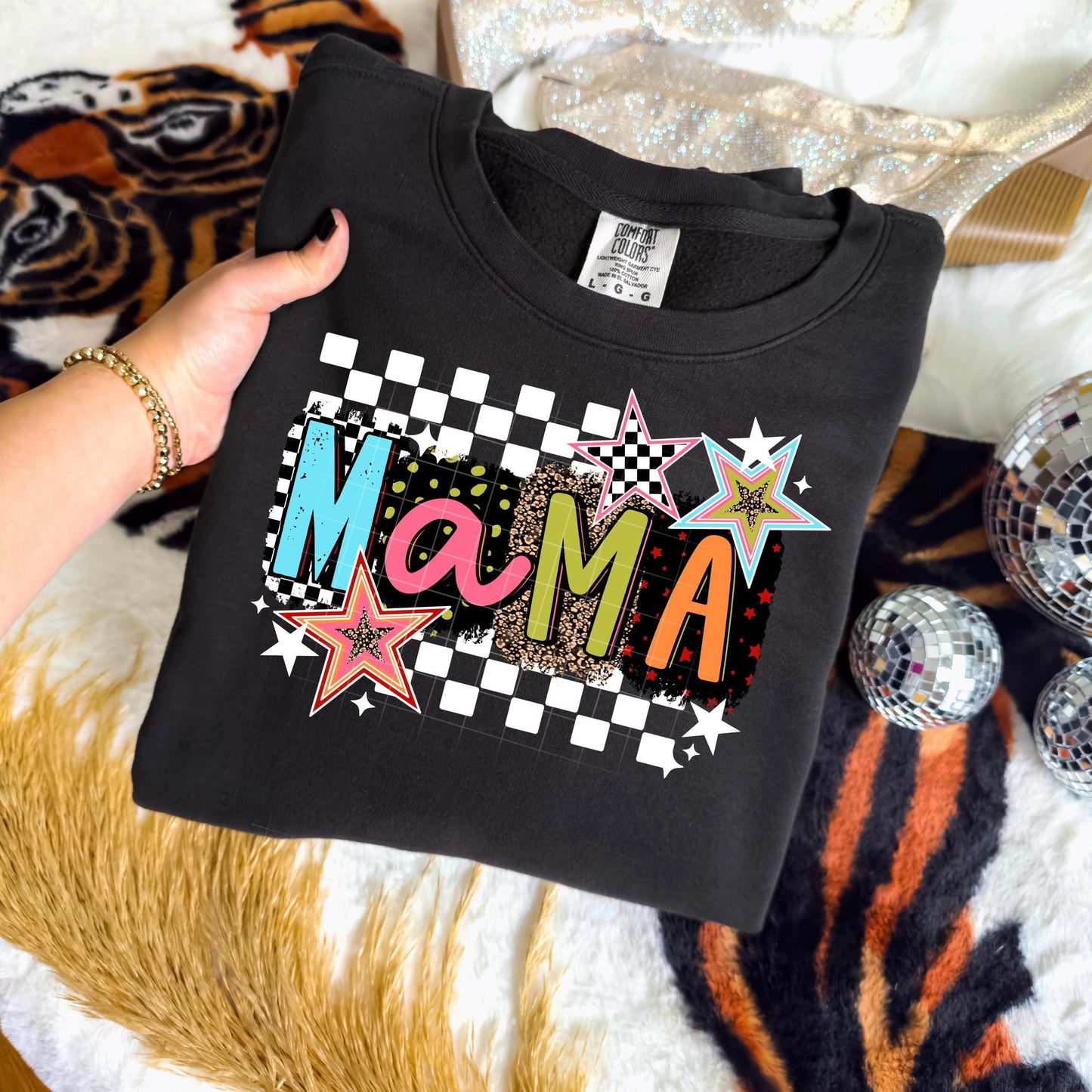 Mama White Checker DTF Transfer Ready For Press, Mama DTF Prints, Heat Press Transfer, Direct To Film, Mama DTF Prints, Mama Dtf Transfer