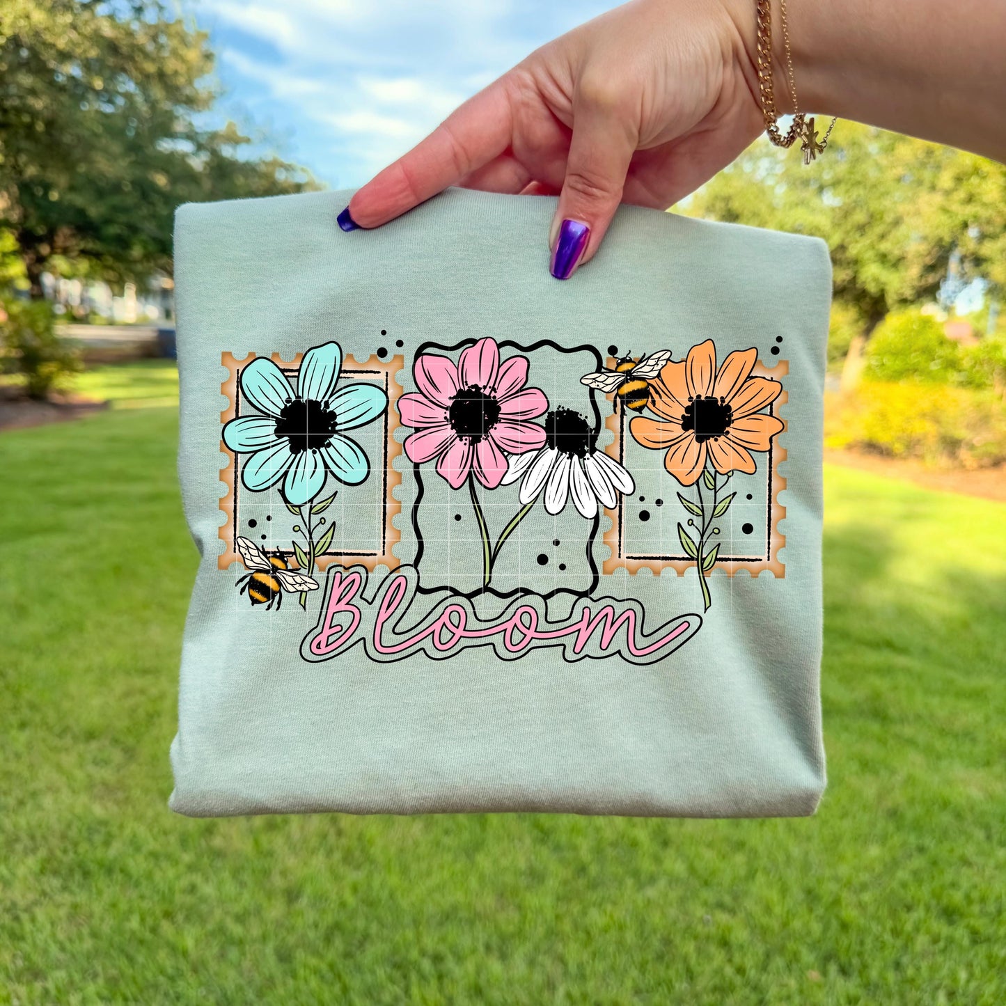 Bloom Stamps DTF Transfer Ready For Press, Floral Dtf Print, Direct To Film, Heat Press Transfer, Flowers Transfer, Spring Dtf Transfer