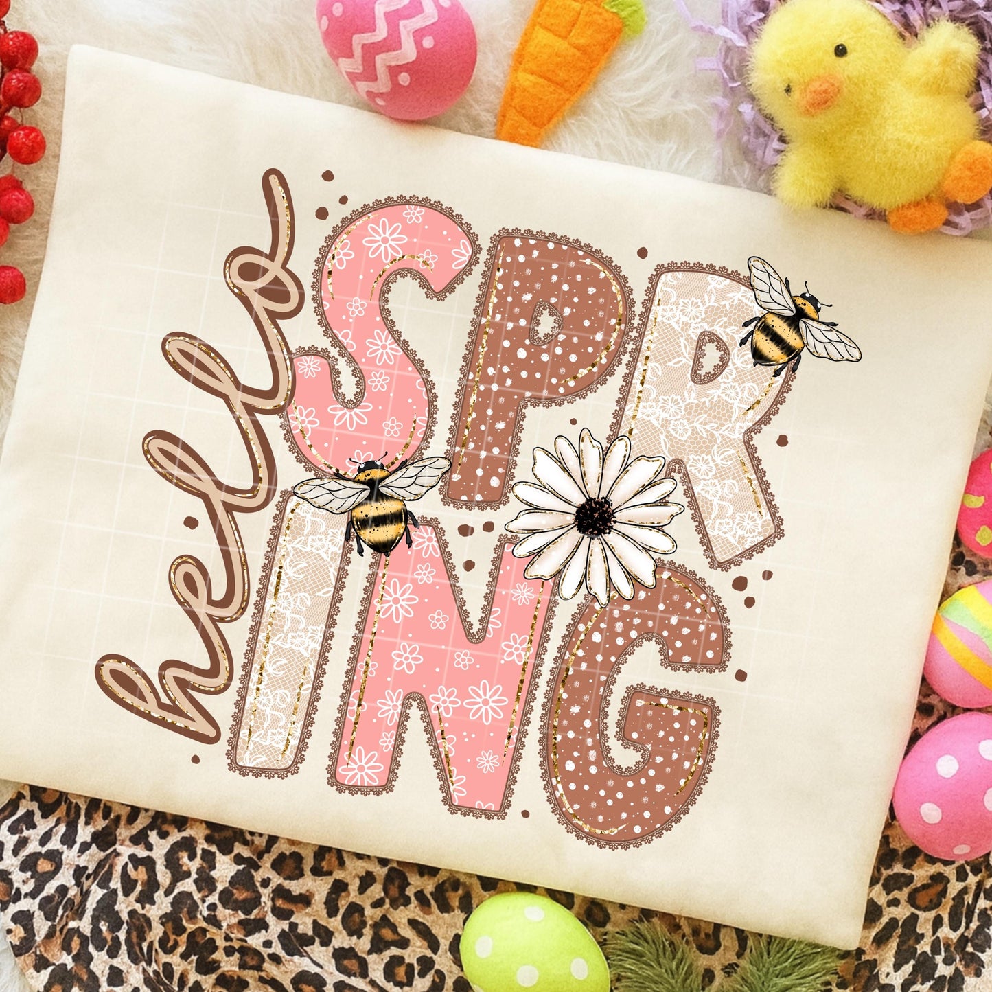 Hello Spring DTF Transfer Ready For Press, Spring Dtf Print, Floral DTF Transfer, Direct To Film, Heat Press Transfer, Tshirt Dtf, Custom