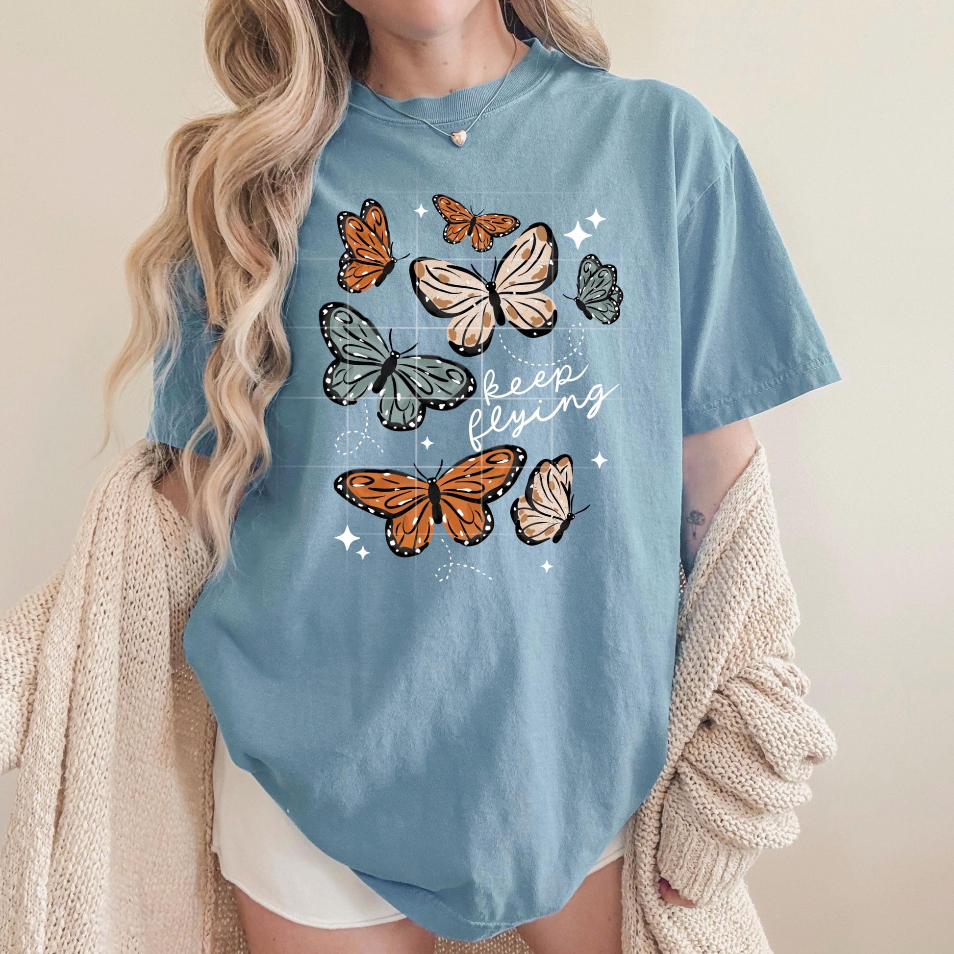Keep Going Butterflies DTF Transfers Ready For Press, Butterflies Heat Press Transfers, Floral DTF Prints, Direct To Film, Butterfly DTF