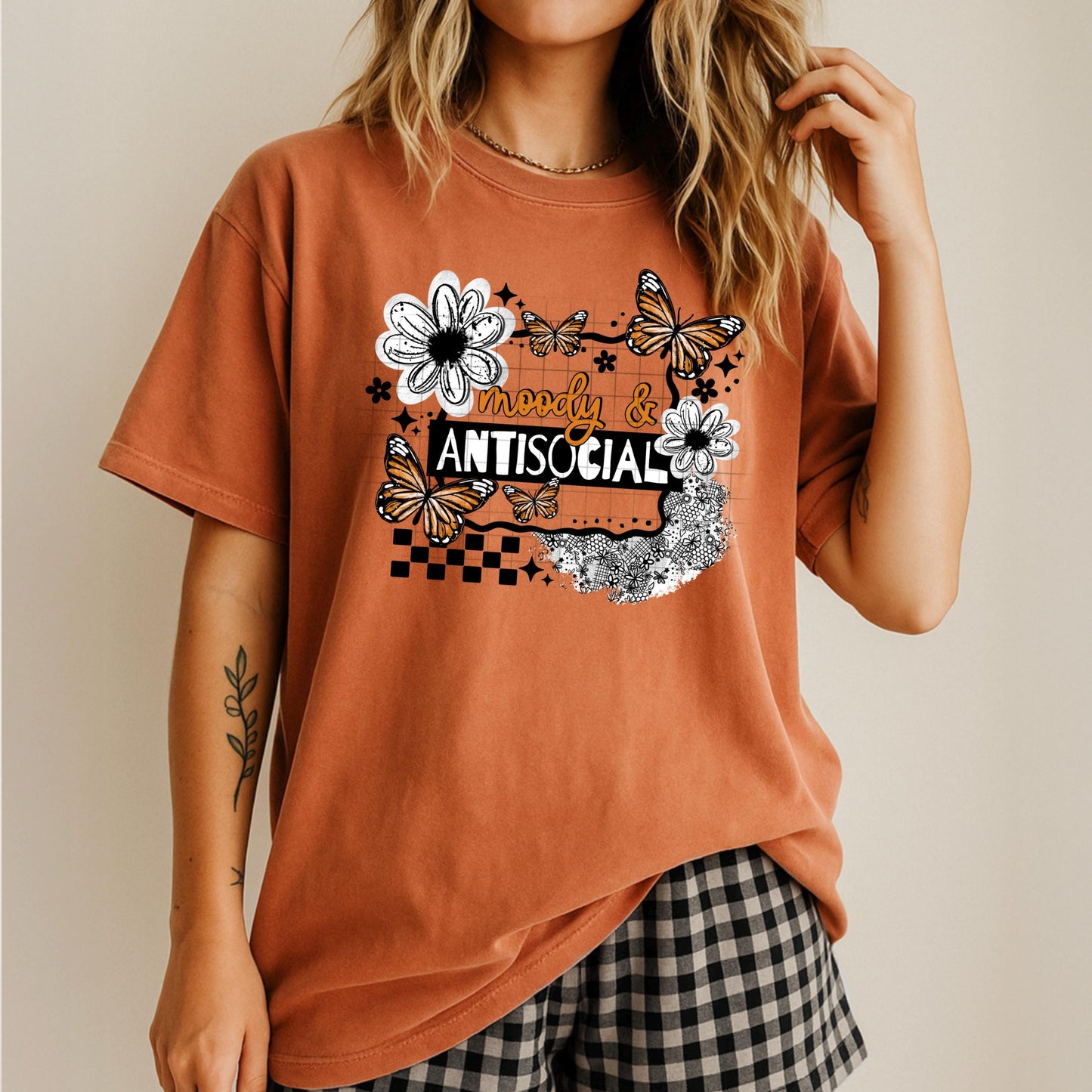 Moody And Antisocial DTF Transfer Ready For Press, Flowers Dtf Print, Sarcastic Dtf Transfer, Floral DTF Transfer, Tshirt Dtf,Direct To Film