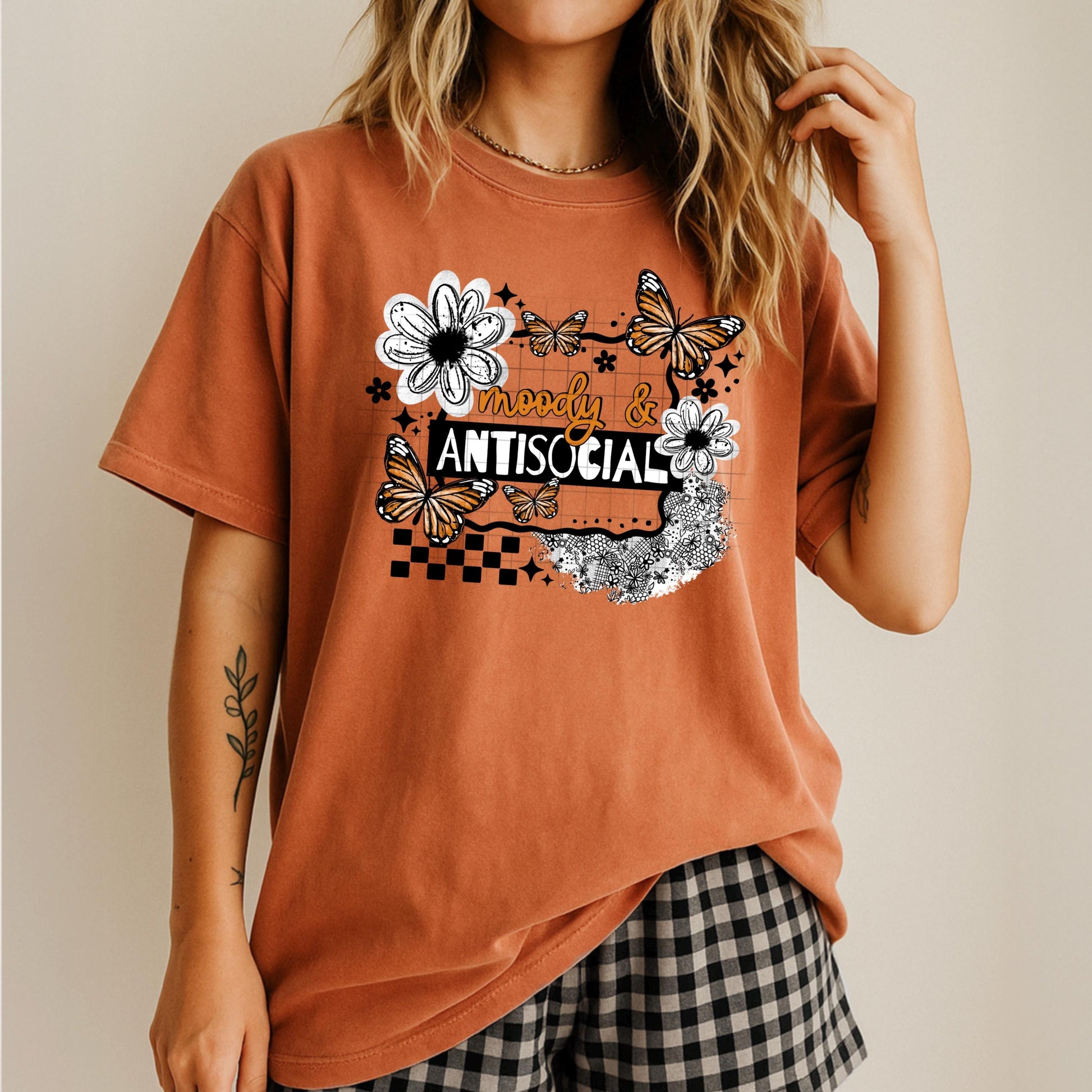 Moody And Antisocial DTF Transfer Ready For Press, Flowers Dtf Print, Sarcastic Dtf Transfer, Floral DTF Transfer, Tshirt Dtf,Direct To Film