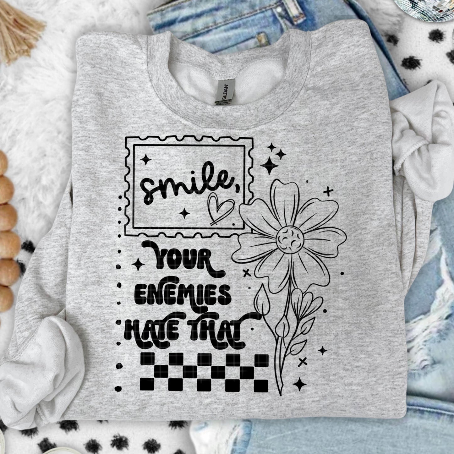 Smile Your Enemies Hate That DTF Transfer Ready For Press, Flowers Dtf Print, Sarcastic Dtf Transfer, Floral DTF Transfer, Direct To Film
