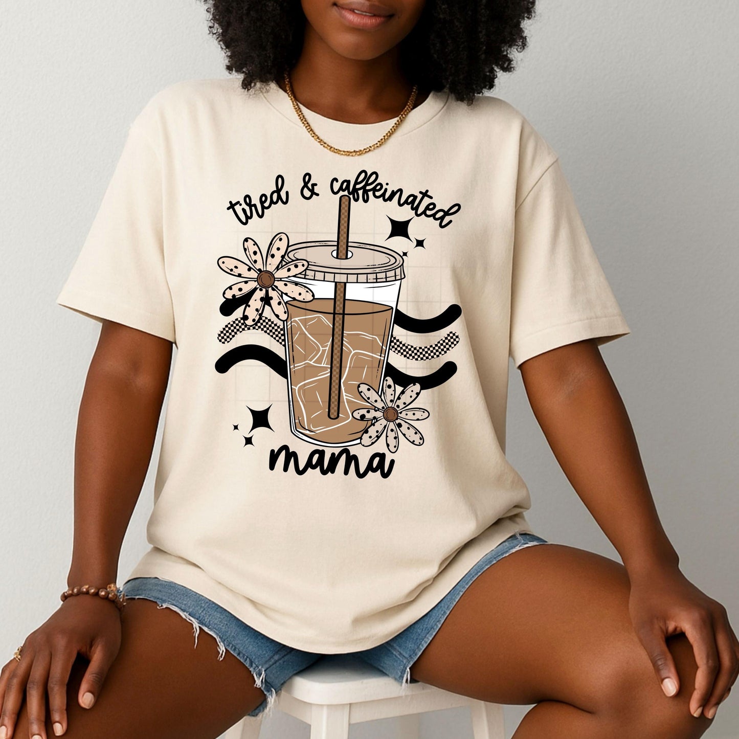Tired Caffeinated Mama DTF Transfer Ready For Press, Coffee Transfers, Coffee DTF Prints, Heat Press Transfer, Direct To Film, Custom DTF