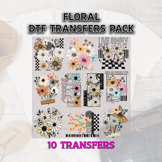 Floral DTF Transfer, Flower Transfer Bundle, Floral Bundle, Spring Dtf Pack, Ready to Press, Spring DTF Print, DTF Grab Bag, Botanical Dtf