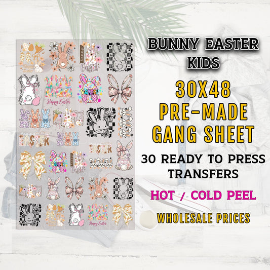 Easter DTF Gang Sheet, Easter Kids DTF Transfers, Bunny DTF Transfer Ready For Press, Easter Bunny Dtf Print, Easter Rabbit Heat Transfer