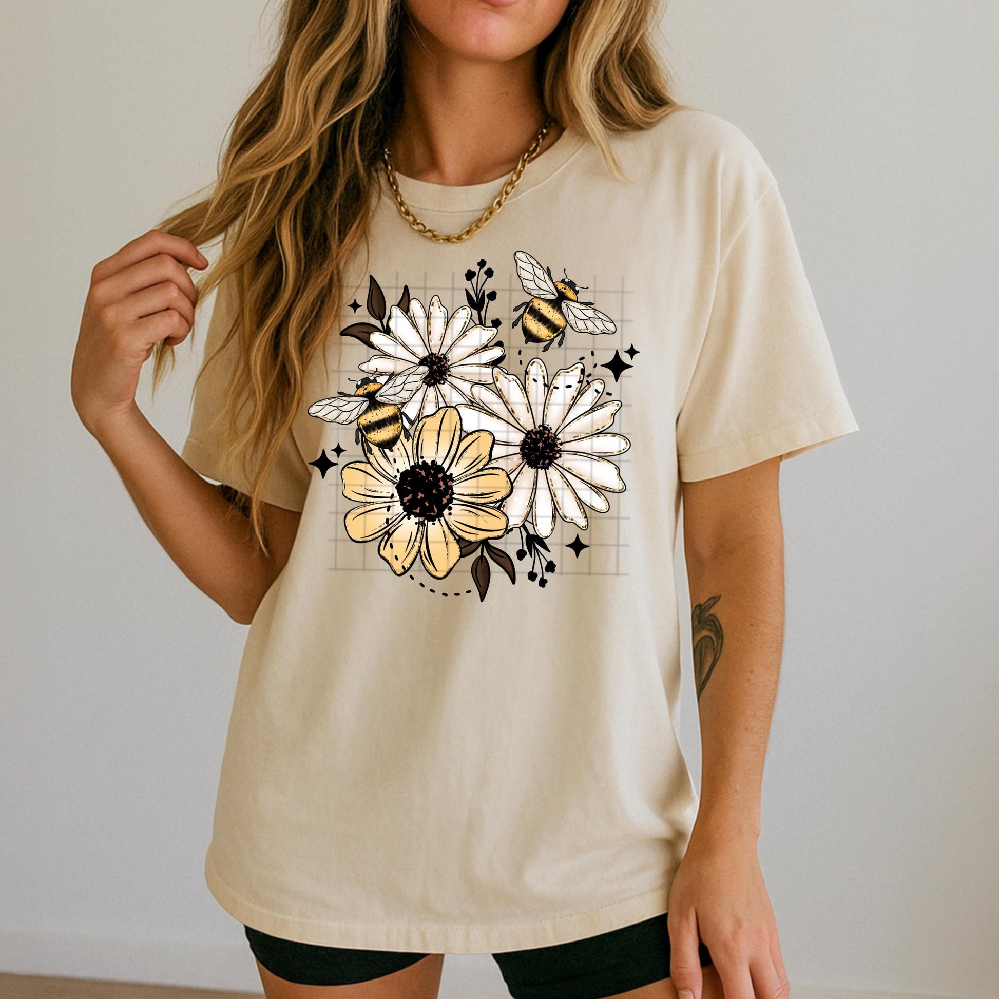 Floral Bees DTF Transfer Ready For Press, Bee Lover Dtf Print, Direct To Film, Heat Press Transfer, Flowers and Bees DTF Transfer, Custom