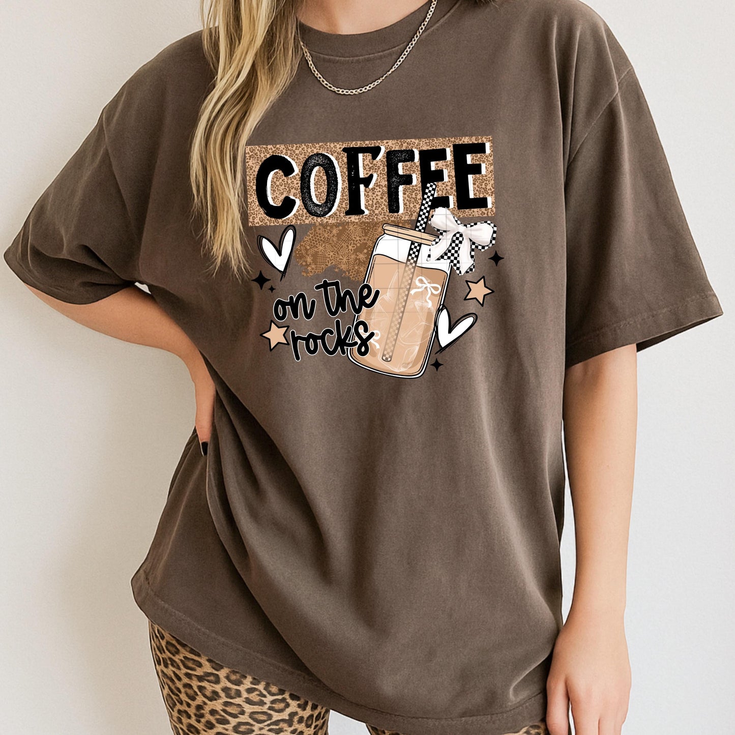 Coffee On The Rocks DTF Transfer Ready For Press, Coffee Transfers, Coffee DTF Prints, Heat Press Transfers, Direct To Film, Custom Transfer