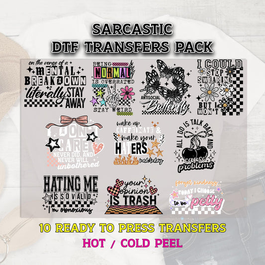 Sarcastic DTF Transfer, Sarcastic DTF Bundle, Humorous DTF Prints, Ready to Press, Funny Dtf Print, Dtf Grab Bag, Sarcastic Shirt Transfer