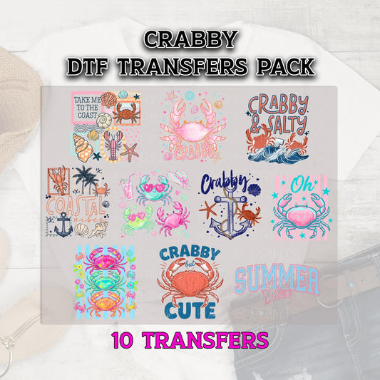 Grabby DTF Transfer, Summer DTF Bundle, Crab Dtf Print, Summer Life Ready to Press, Dtf Grab Bag, Grabby Beach Dtf Transfer, Beach Dtf Print