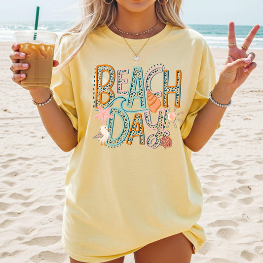 Beach Day DTF Transfer Ready For Press, Beach Dtf Print, Summer Heat Press Transfer, Direct To Film, Vacation Shirt, Beach Transfers