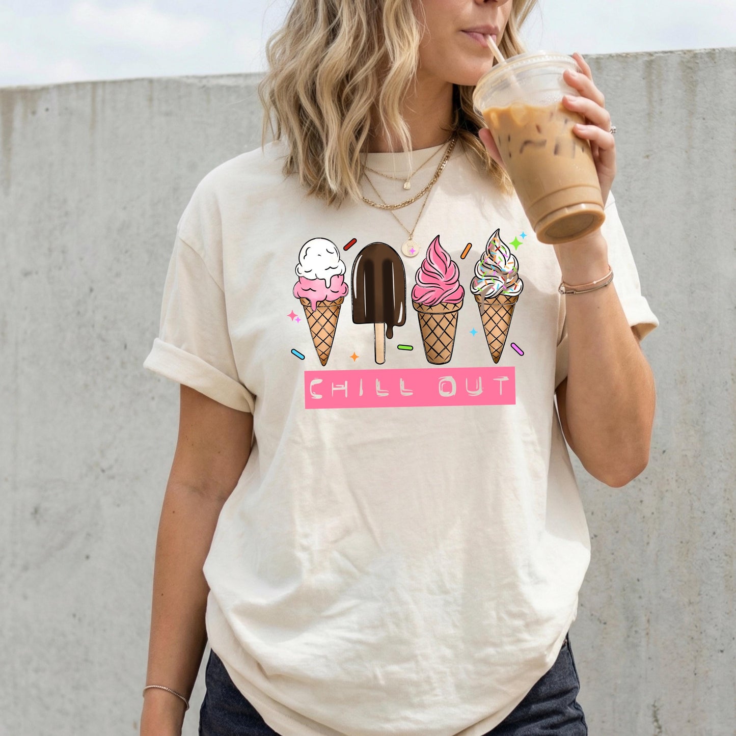 Chill Out Ice Cream DTF Transfer Ready For Press, Summer DTF Transfer, Beach Dtf Print, Summer Heat Press Transfer, Direct To Film, Vacation