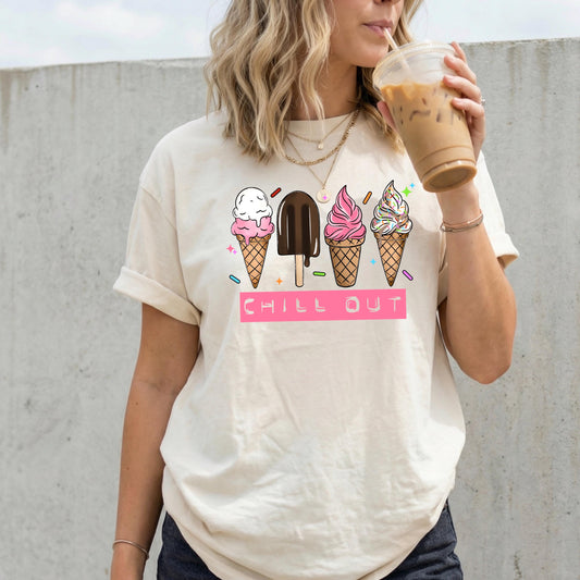 Chill Out Ice Cream DTF Transfer Ready For Press, Summer DTF Transfer, Beach Dtf Print, Summer Heat Press Transfer, Direct To Film, Vacation