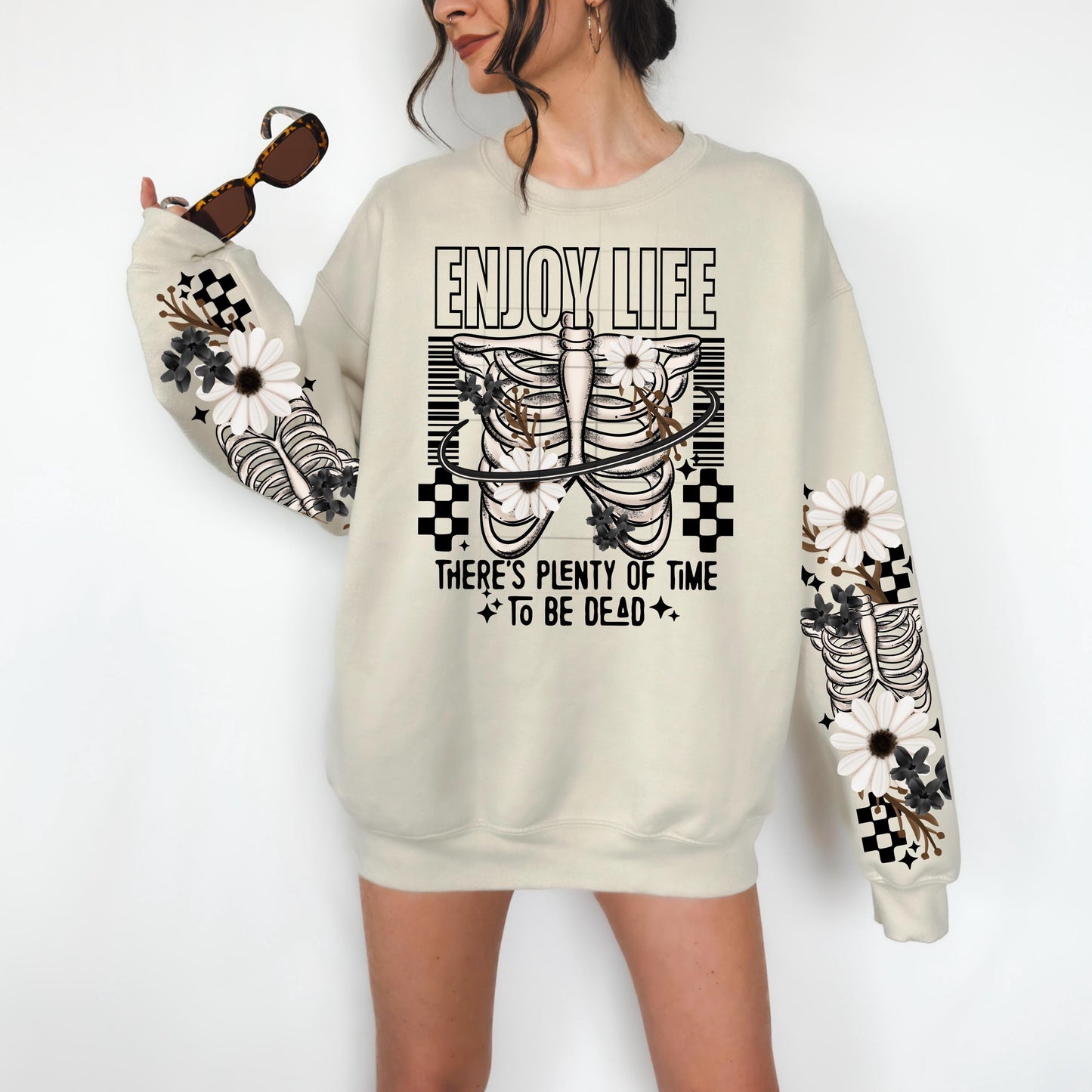 Enjoy Life Rib Cage DTF Transfer, Rib DTF Transfer, Enjoy Life DTF Transfer, Floral Dtf Transfers Ready For Press, Custom Dtf Prints