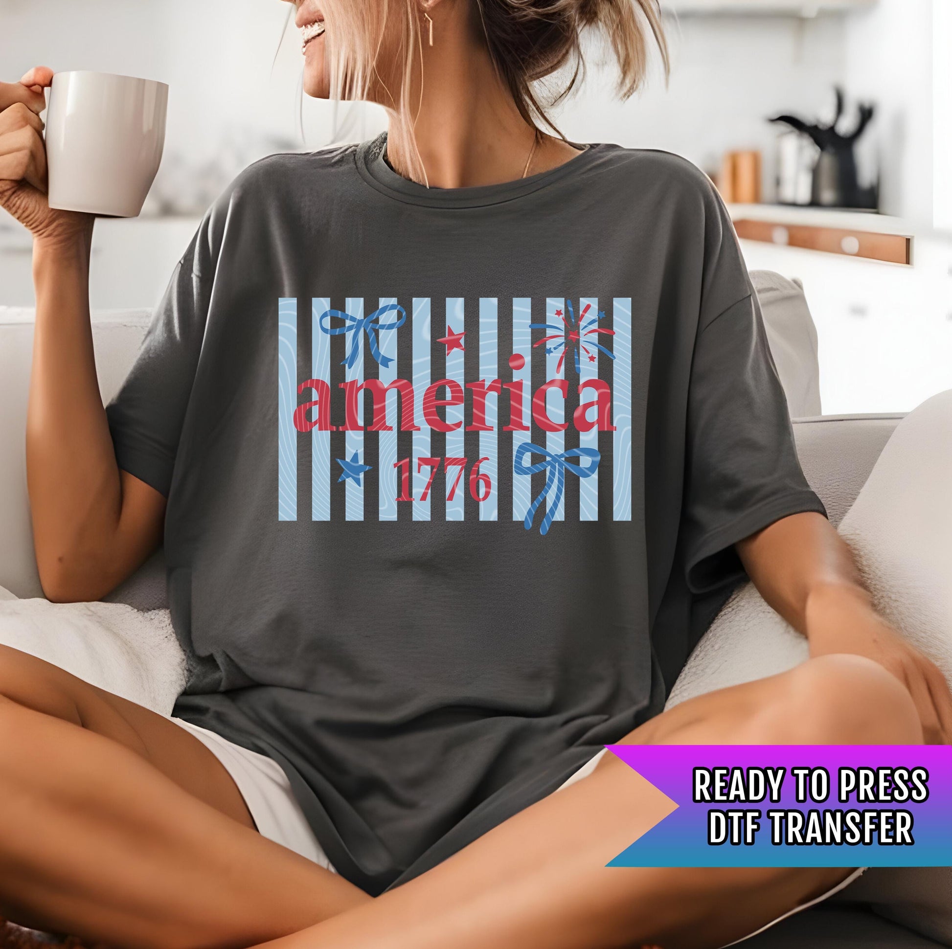 America 1776 Stripe DTF Transfers, 4th Of July DTF Transfer Ready For Press, Patriotic DTF Prints, America Heat Press Transfer, Custom Dtf