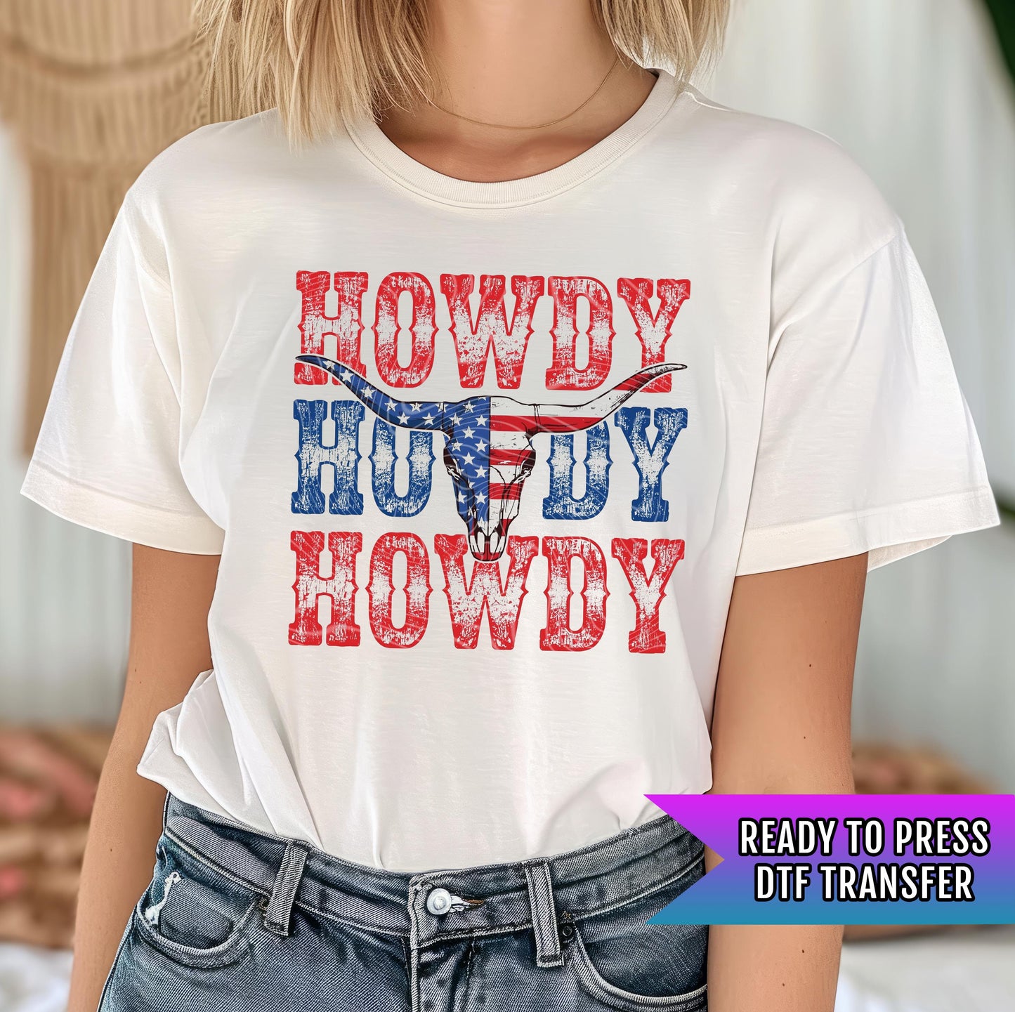 Howdy Patriotic DTF Transfer, Howdy Dtf Transfer, USA Transfer, 4th Of July Dtf Transfer Ready For Press, America Dtf Print,Memorial Day Dtf