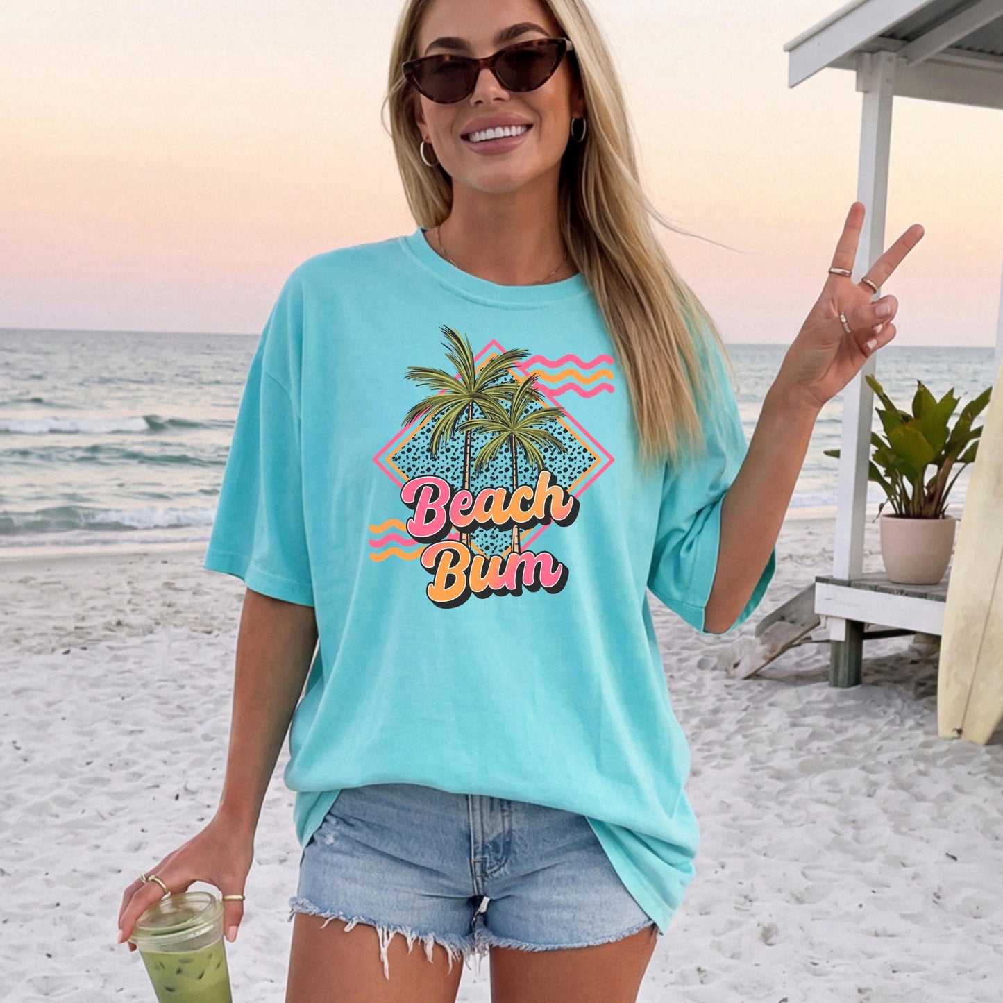 Beach Bum Palm Trees DTF Transfer Ready For Press, Summer DTF Transfers, Beach Dtf Print, Summer Heat Press Transfer, Direct To Film