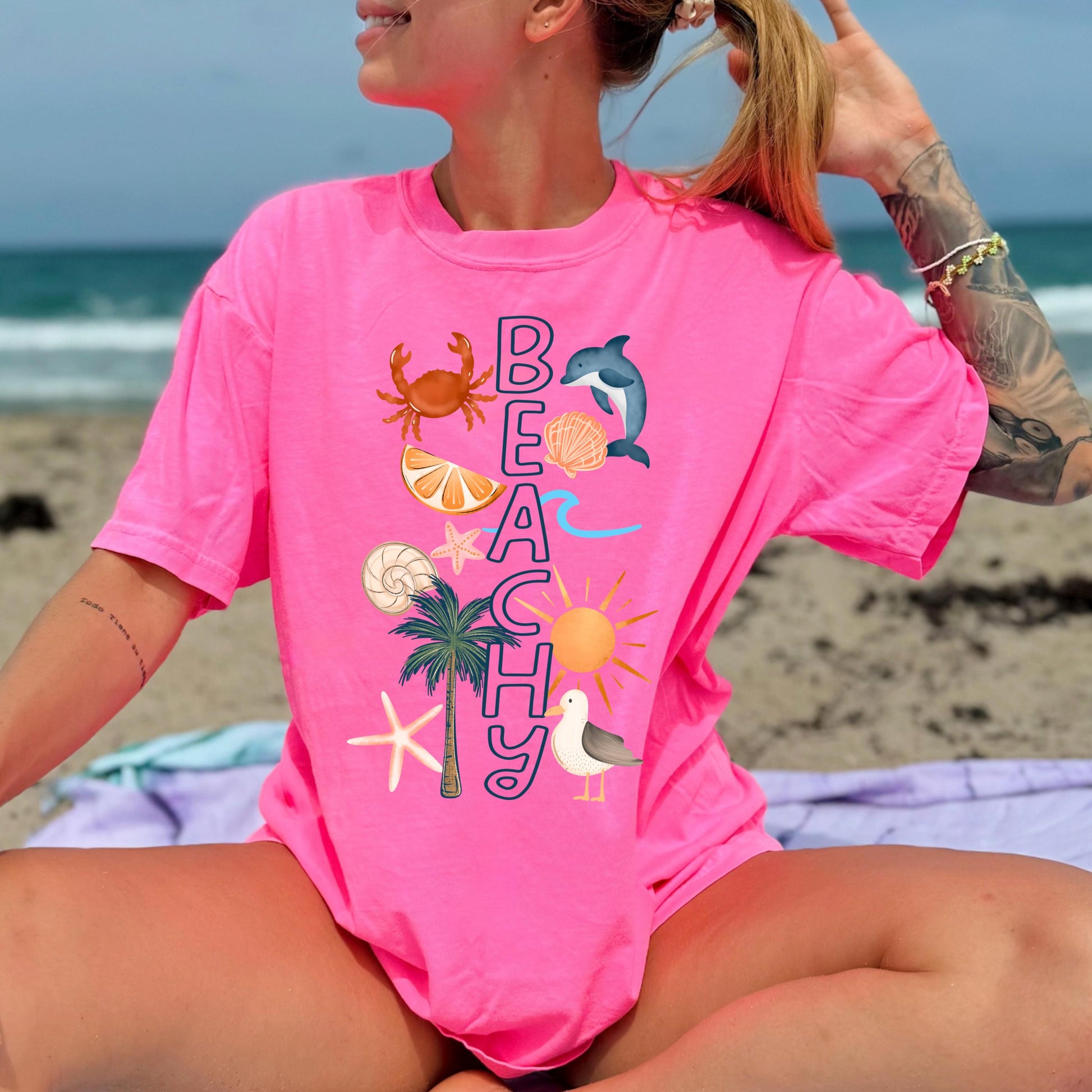 Beachy DTF Transfer Ready For Press, Summer DTF Transfers, Beach Dtf Print, Summer Heat Press Transfer, Direct To Film, Beach Transfers