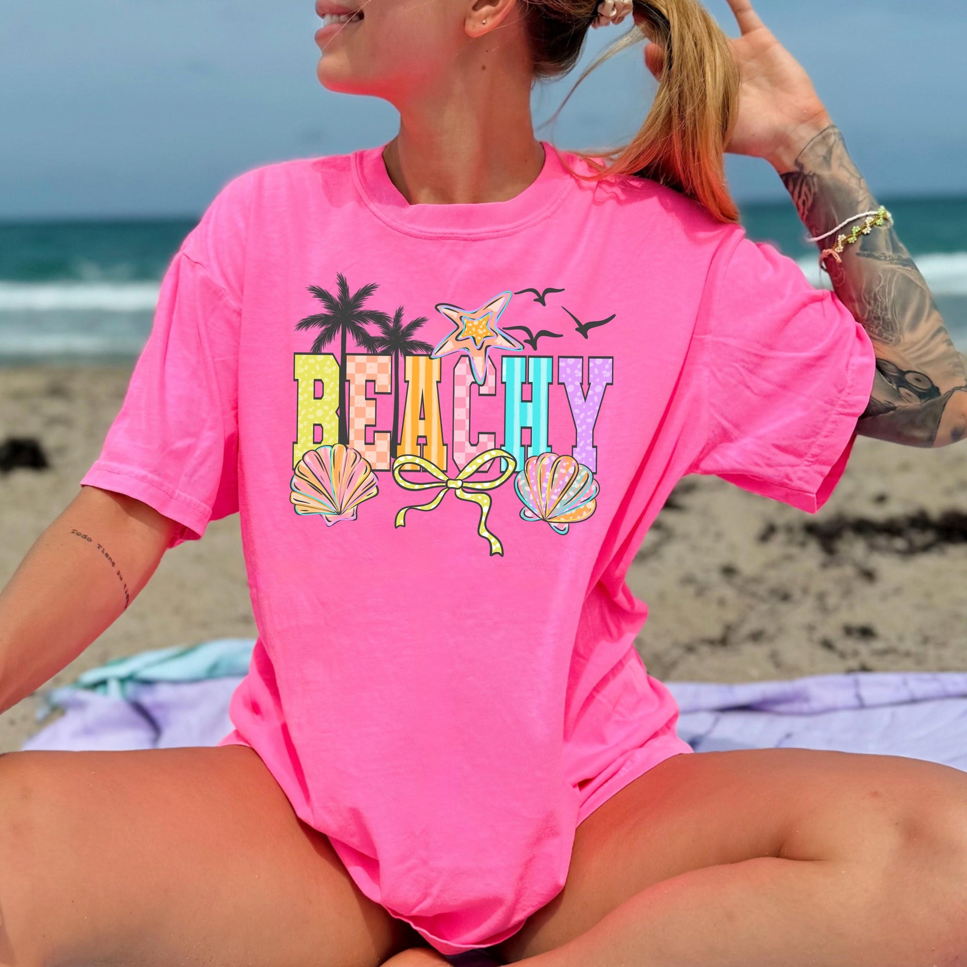 Checker Beachy DTF Transfer Ready For Press, Summer DTF Transfers, Beach Dtf Print, Summer Heat Press Transfer, Direct To Film, Vacation Dtf