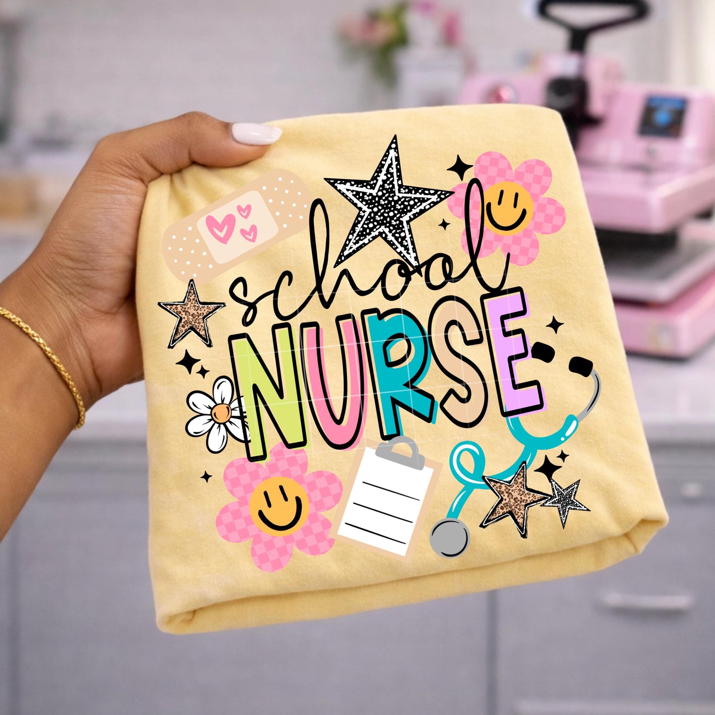 School Nurse DTF Transfer Ready For Press, Medical DTF Transfer, Nurse Heat Press Transfer, CNA Transfer, Nurse Transfer, Rn Transfers