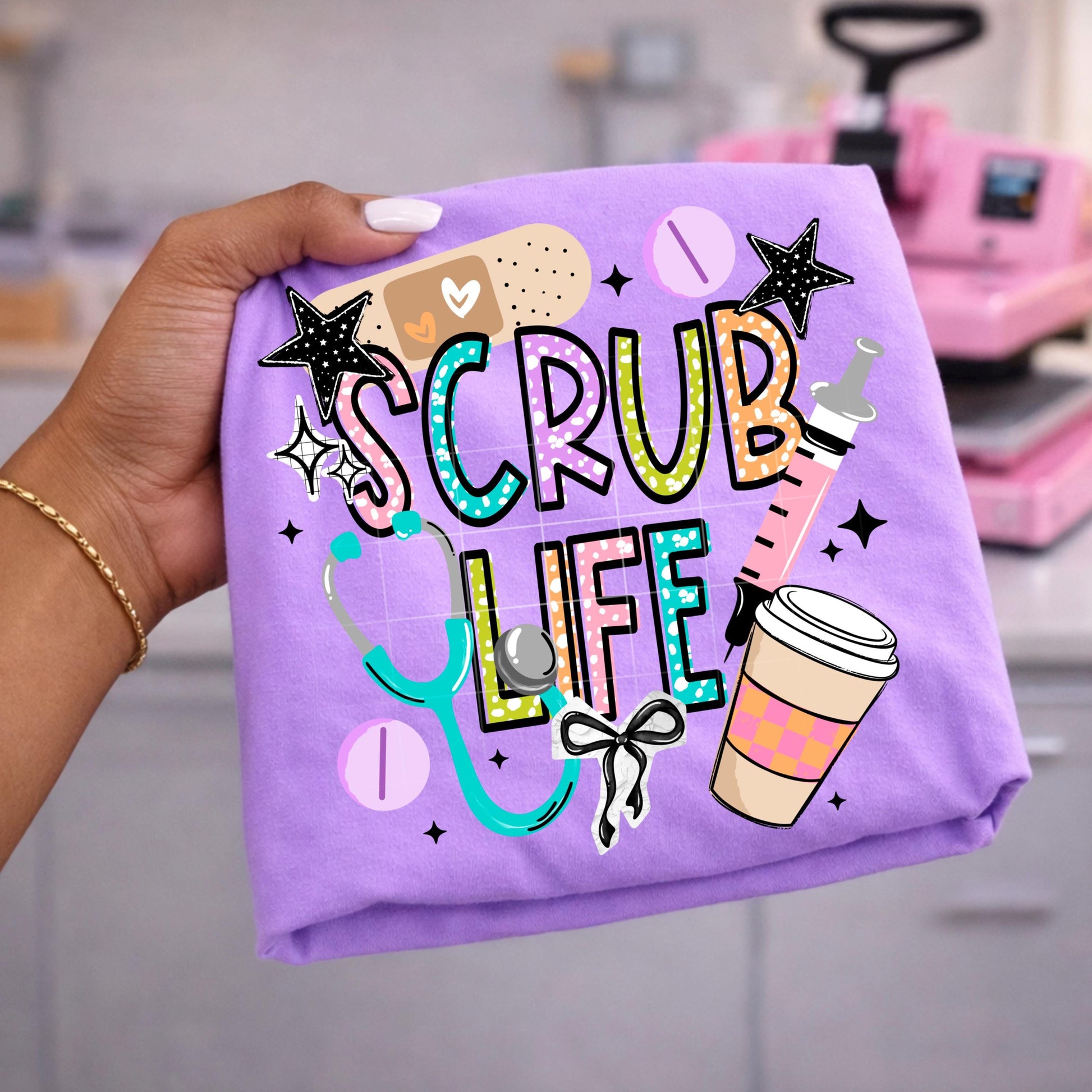 Nurse DTF Transfer Ready For Press, Scrub Life DTF Transfer, Nurse Heat Press Transfer, CNA Transfer, Nurse Transfer, Nursing Heat Transfer