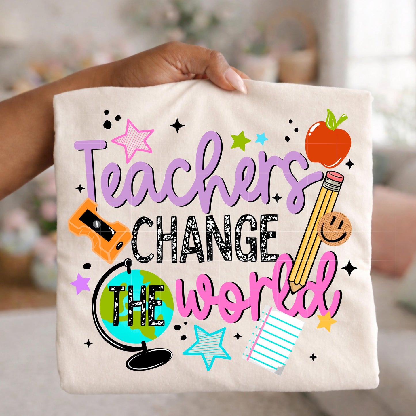 Teacher DTF Transfers Ready For Press, Teacher Dtf Prints, Direct To Film, Heat Press Transfers, Back To School, Teacher Change The World