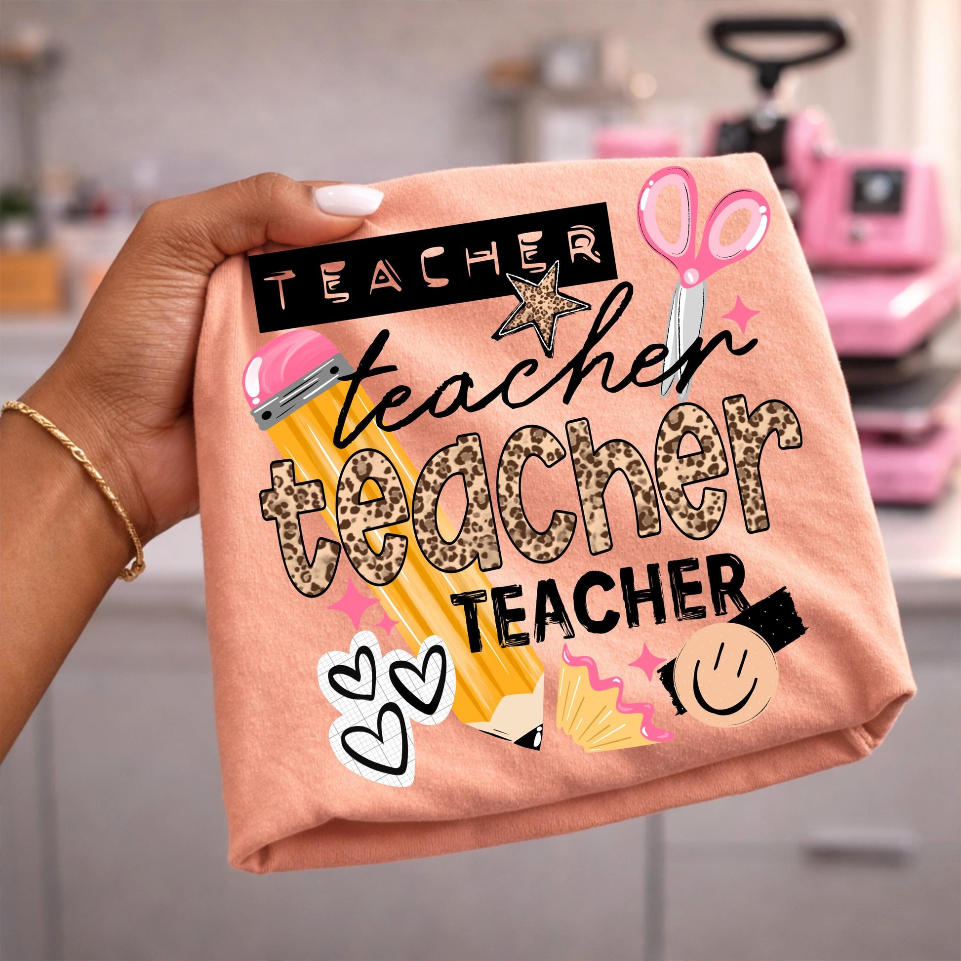 Teacher DTF Transfer Ready For Press, Teacher Dtf Prints, Direct To Film, Heat Press Transfer, Back To School Transfer, Teacher Leopard Dtf