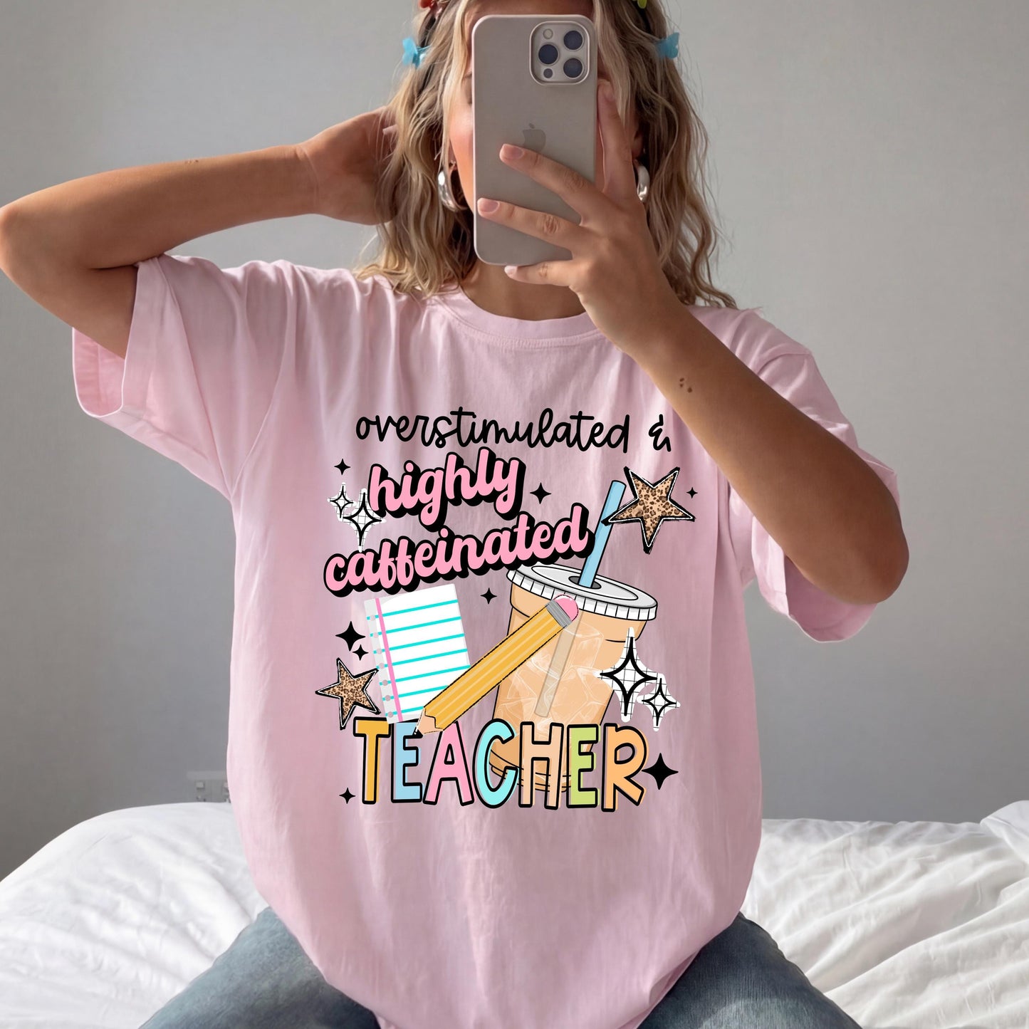 Teacher DTF Transfer Ready For Press, Teacher Dtf Prints, Direct To Film, Heat Press Transfer, Back To School, Highly Caffeinated Teacher