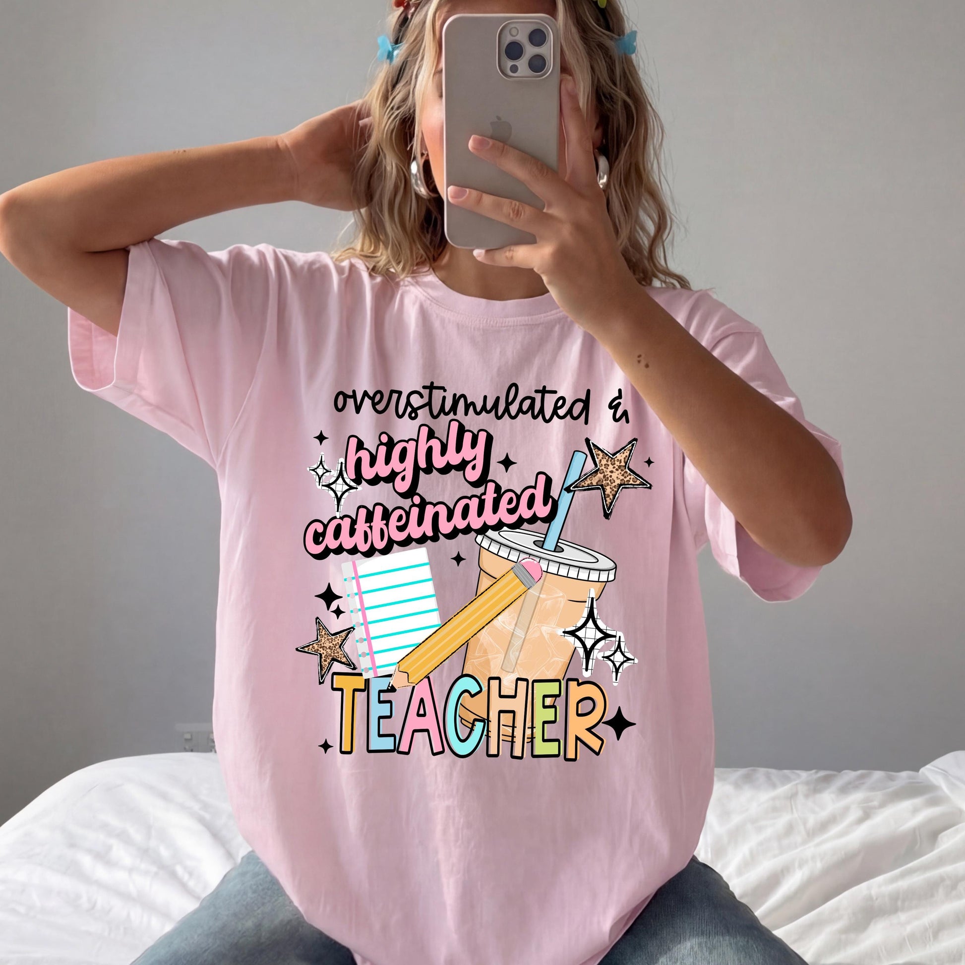 Teacher DTF Transfer Ready For Press, Teacher Dtf Prints, Direct To Film, Heat Press Transfer, Back To School, Highly Caffeinated Teacher