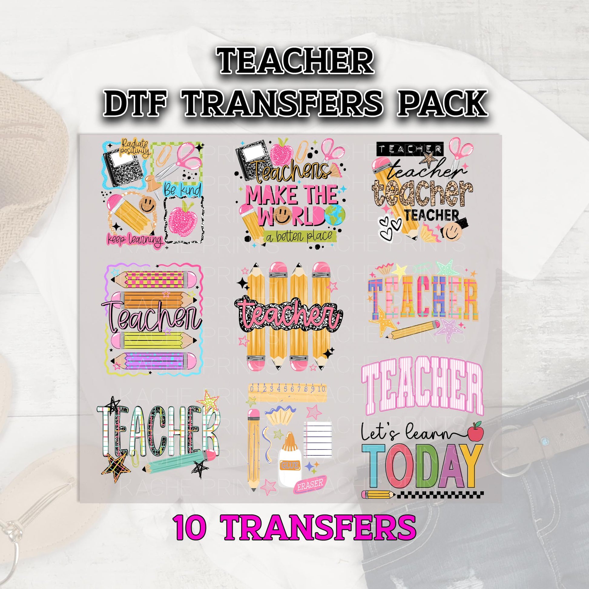 Teacher DTF Transfer, Teacher DTF Bundle, Teacher DTF Prints, Ready to Press, Teacher Dtf Grab Bag, Back To School Transfer, Hot Peel Dtf