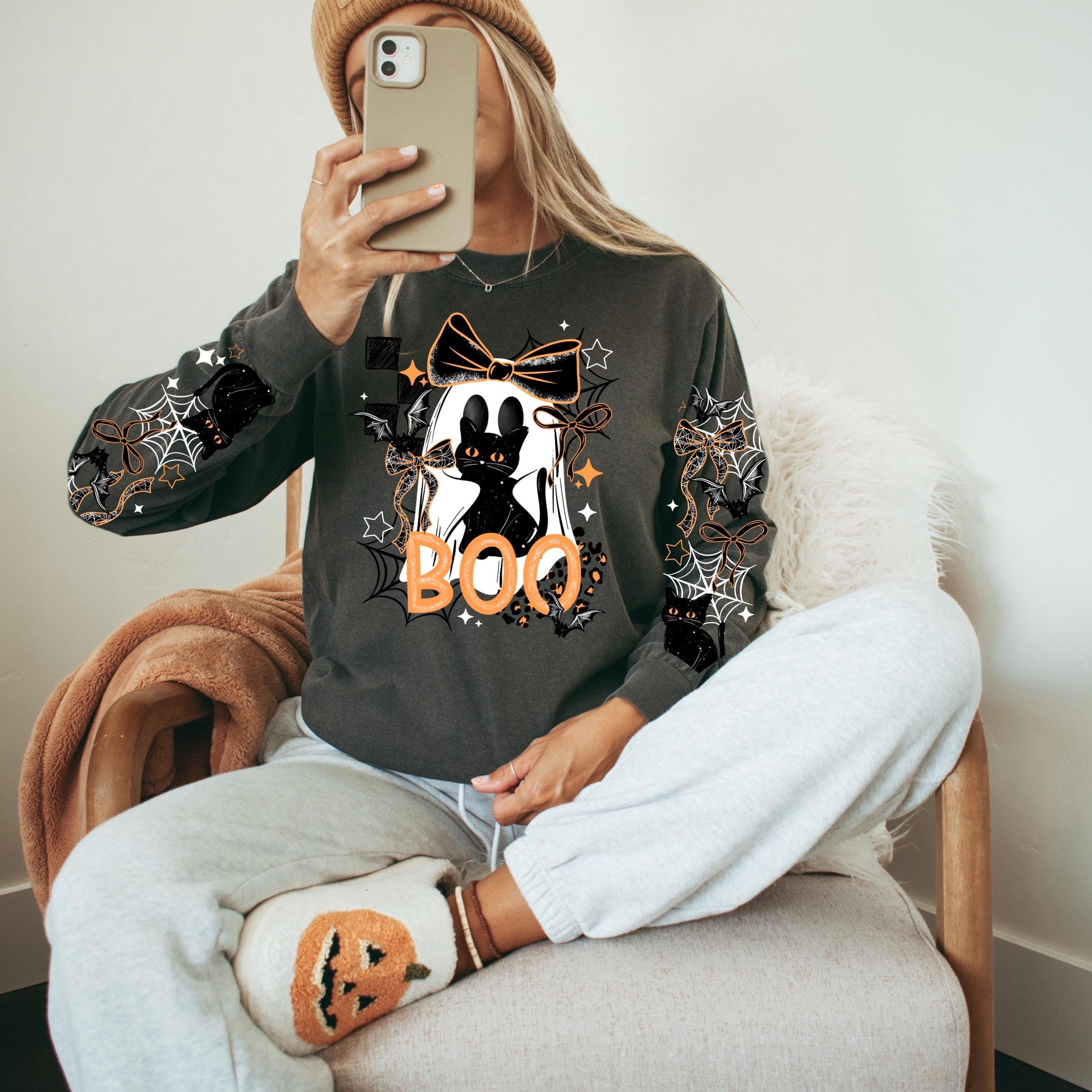Halloween Boo DTF Transfer, Spooky Season DTF Transfers, Ghost DTF Transfer, Halloween Transfers Ready For Press, Boo Ghost Cat Dtf Transfer